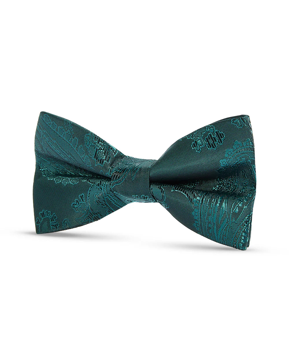 Boys Paisley Jacquard Pre-Tied Bow Tie with Adjustable Clip Neck Strap - Green