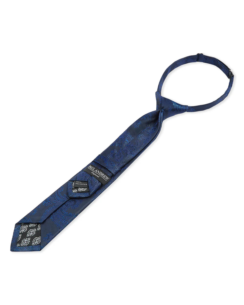 Boys Paisley Jacquard Pre-Tied Tie with Adjustable Clip Neck Strap - Blue