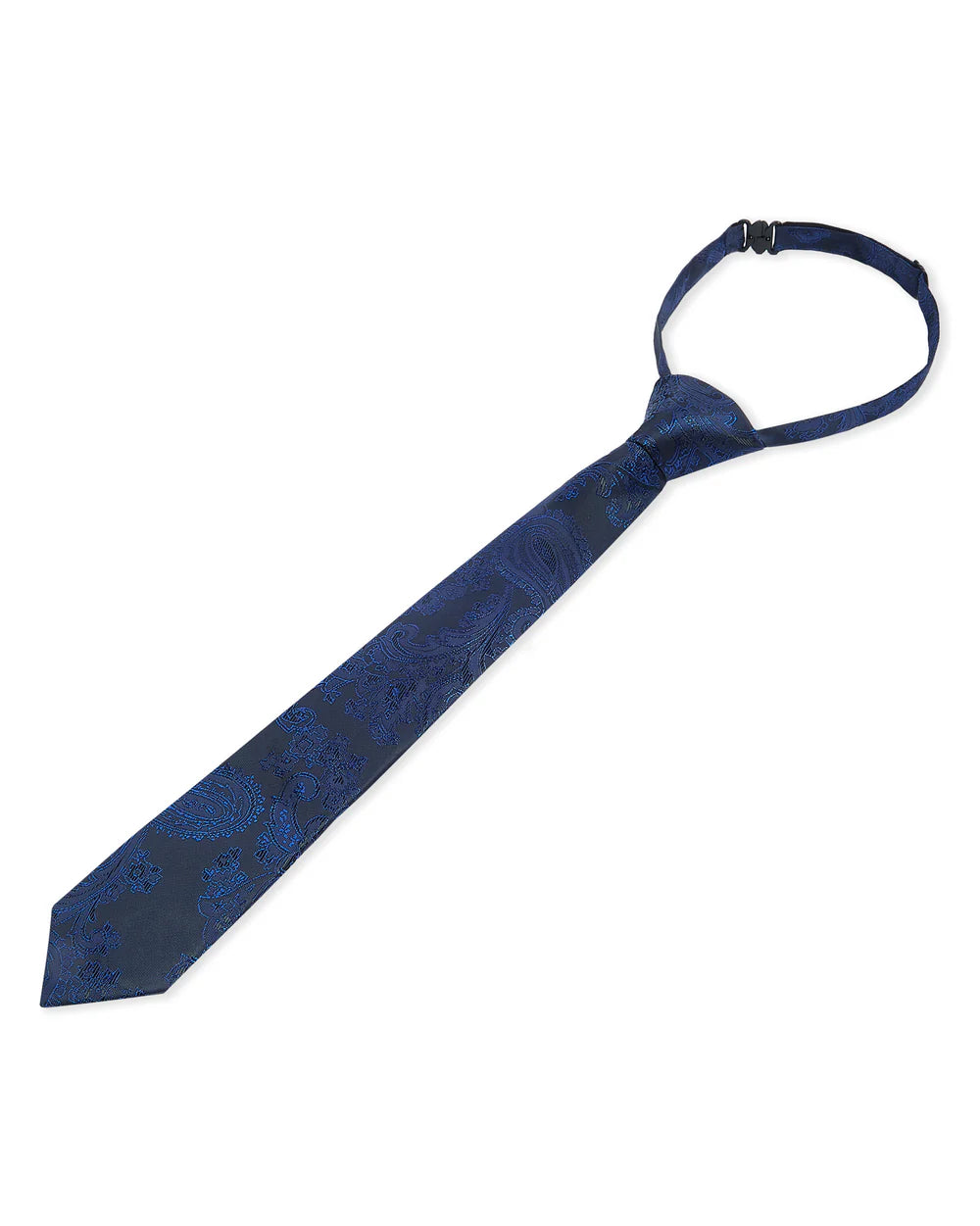 Boys Paisley Jacquard Pre-Tied Tie with Adjustable Clip Neck Strap - Blue