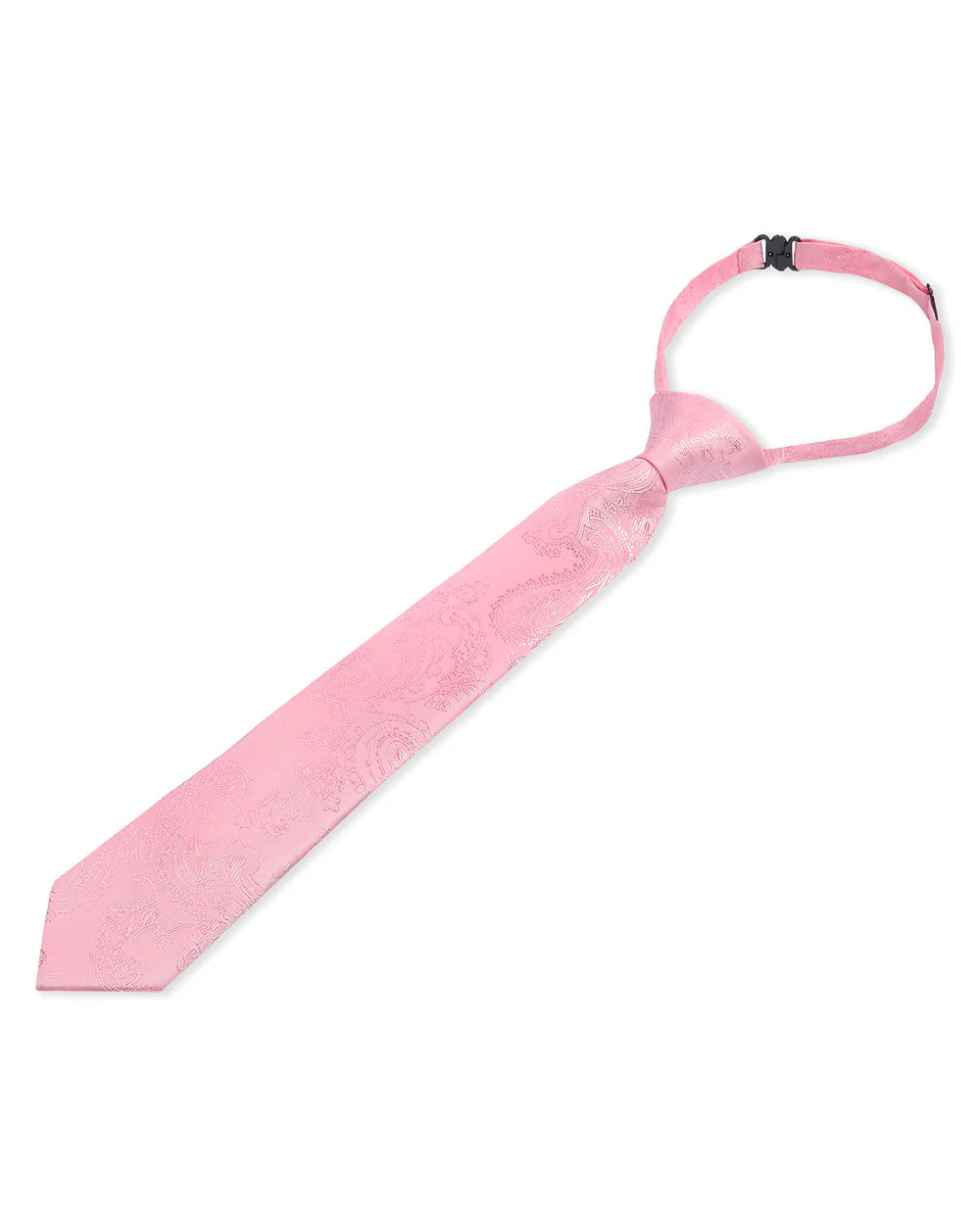 Boys Paisley Jacquard Pre-Tied Tie with Adjustable Clip Neck Strap - Dark Pink