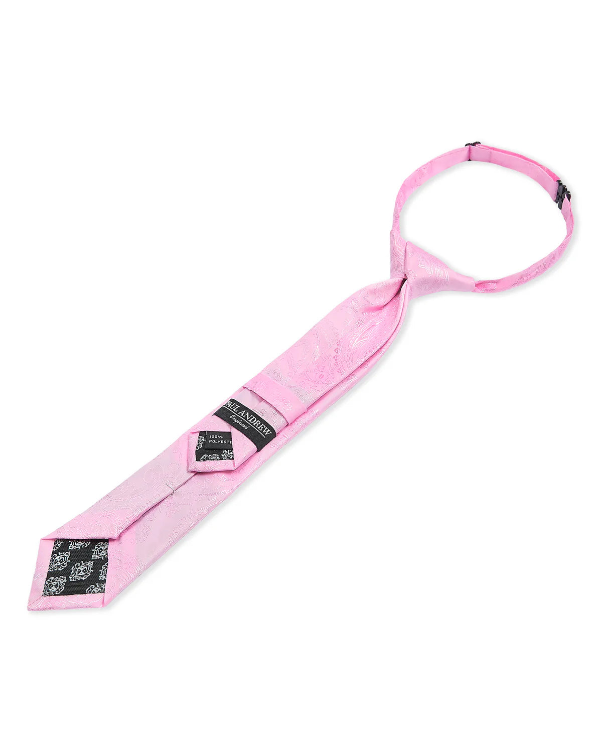 Boys Paisley Jacquard Pre-Tied Tie with Adjustable Clip Neck Strap - Pink