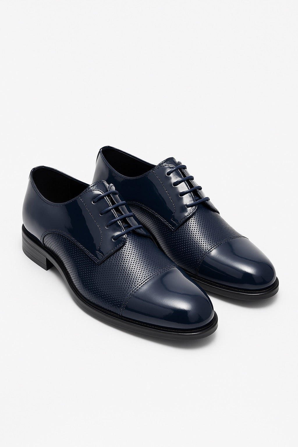 Boys Patent Black Derby Shoes - OHIO - Black Pair Side Picture