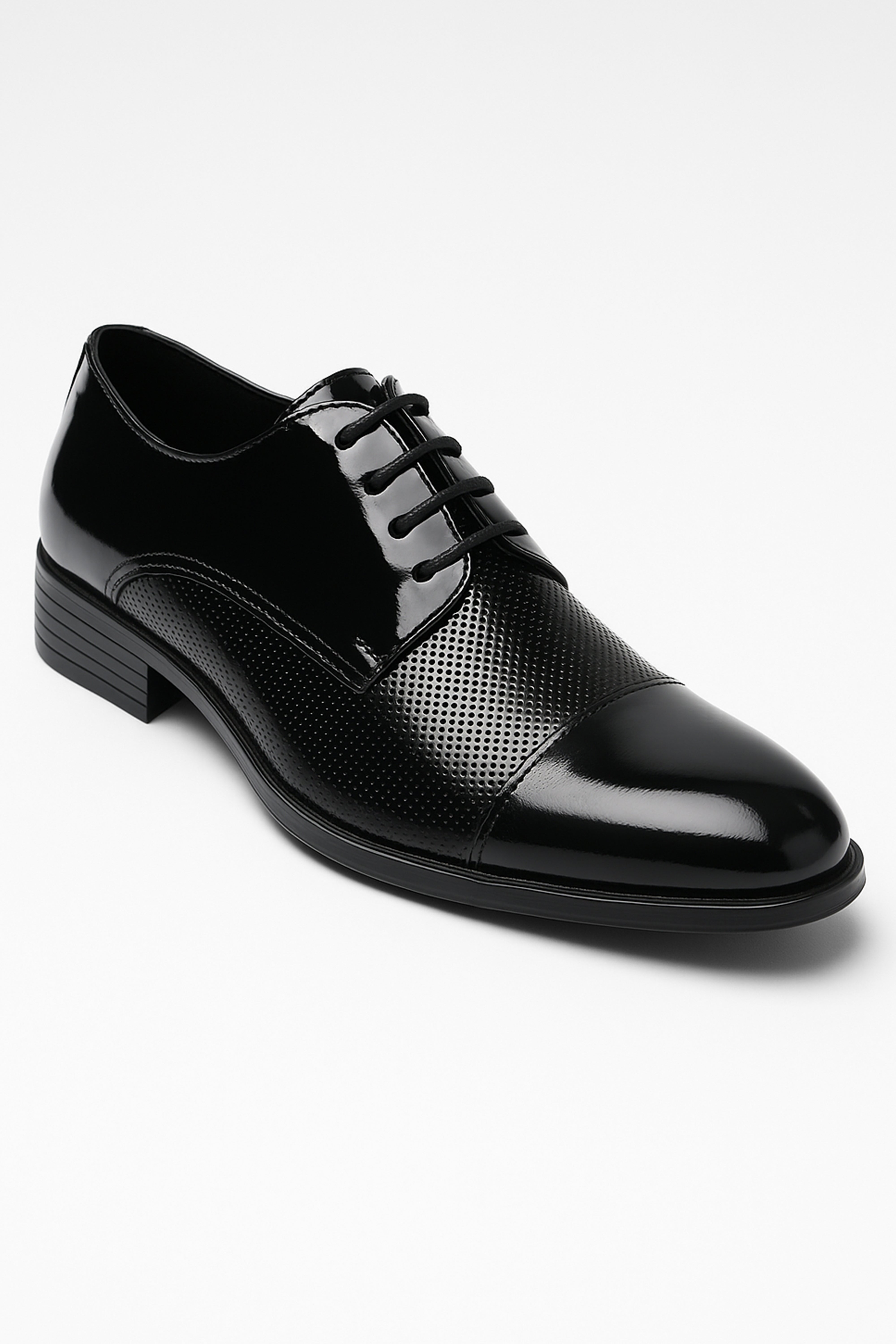 Boys Patent Black Derby Shoes - UTAH - Black Side Picture