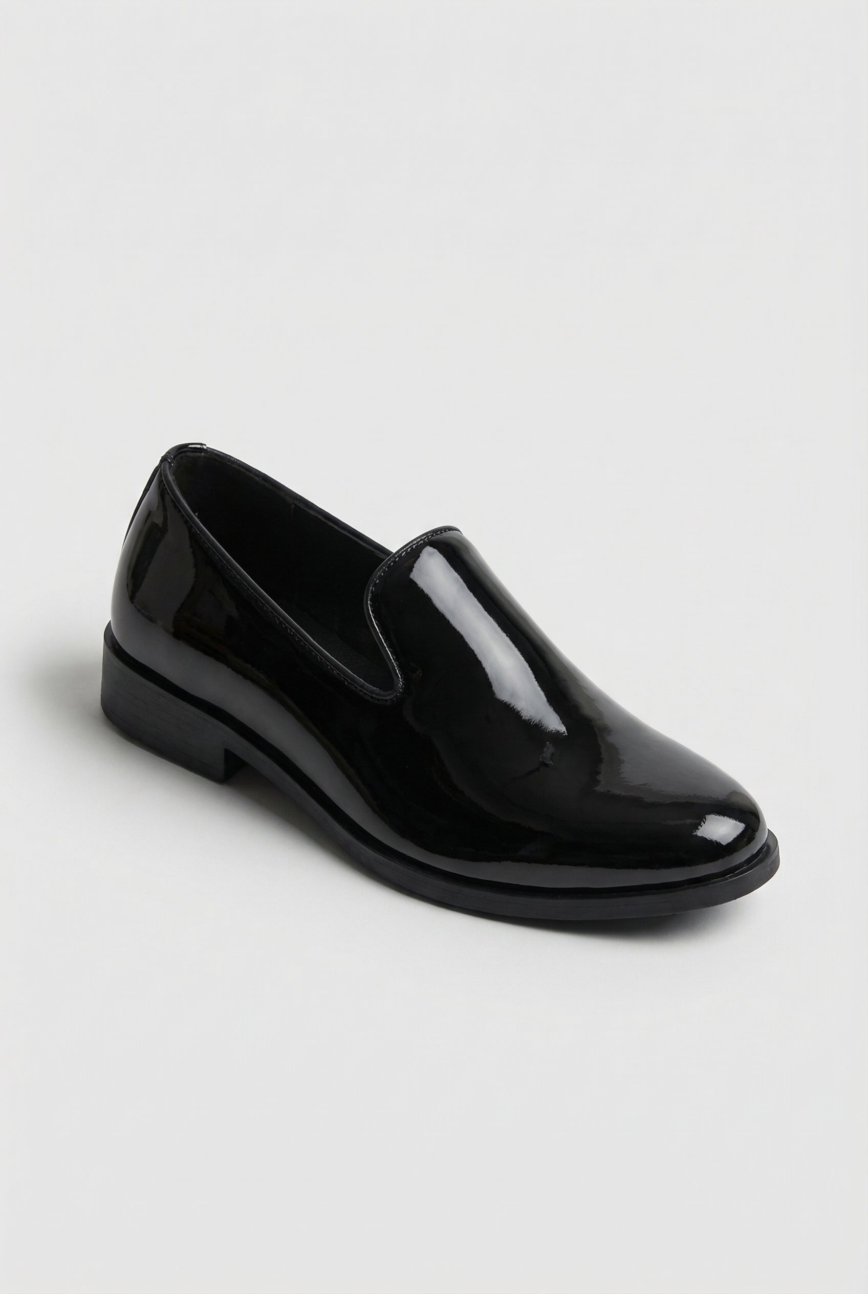 Boys Patent Black Loafer Shoes - Rudy Side Picture