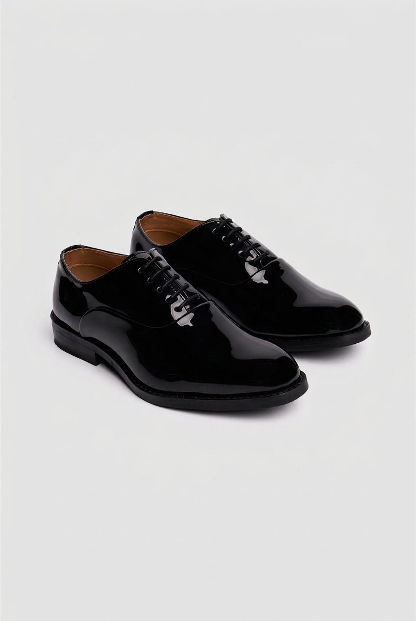 Boys Patent Black Oxford Dress Shoes - Black