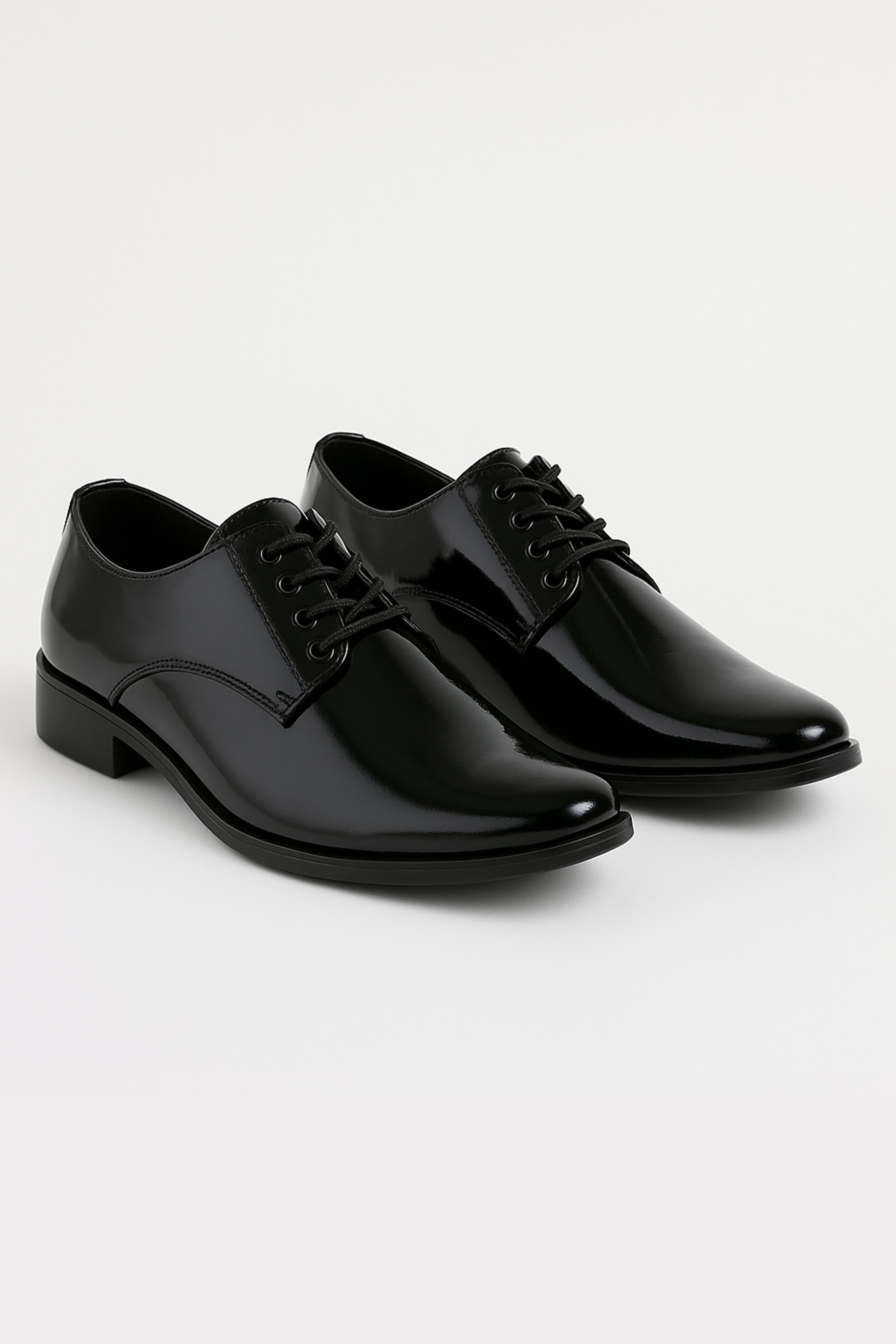 Boys Patent Leather Derby Shoes - GEORGE - Black Pair Side Picture