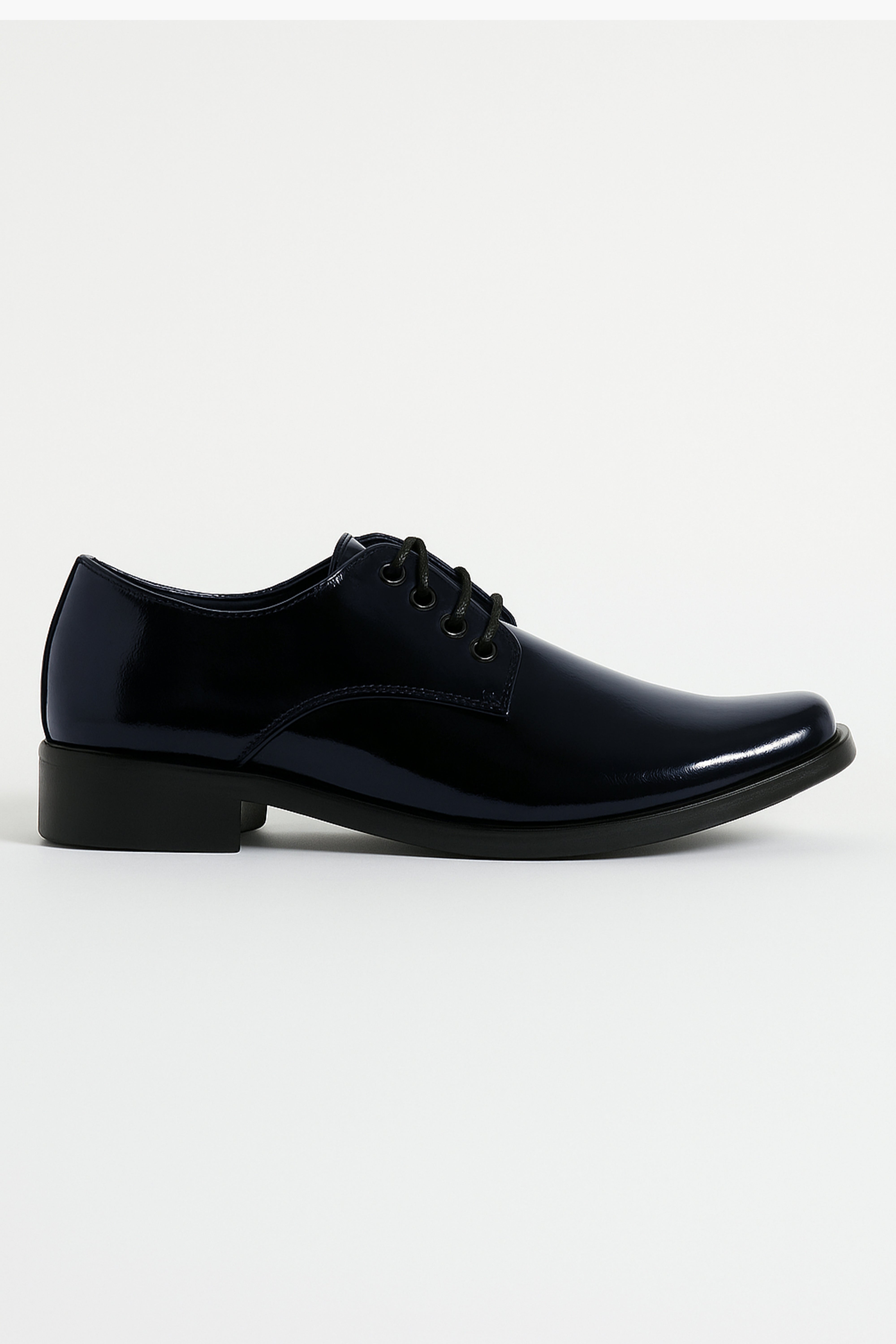 Boys Patent Leather Derby Shoes - GEORGE - Navy