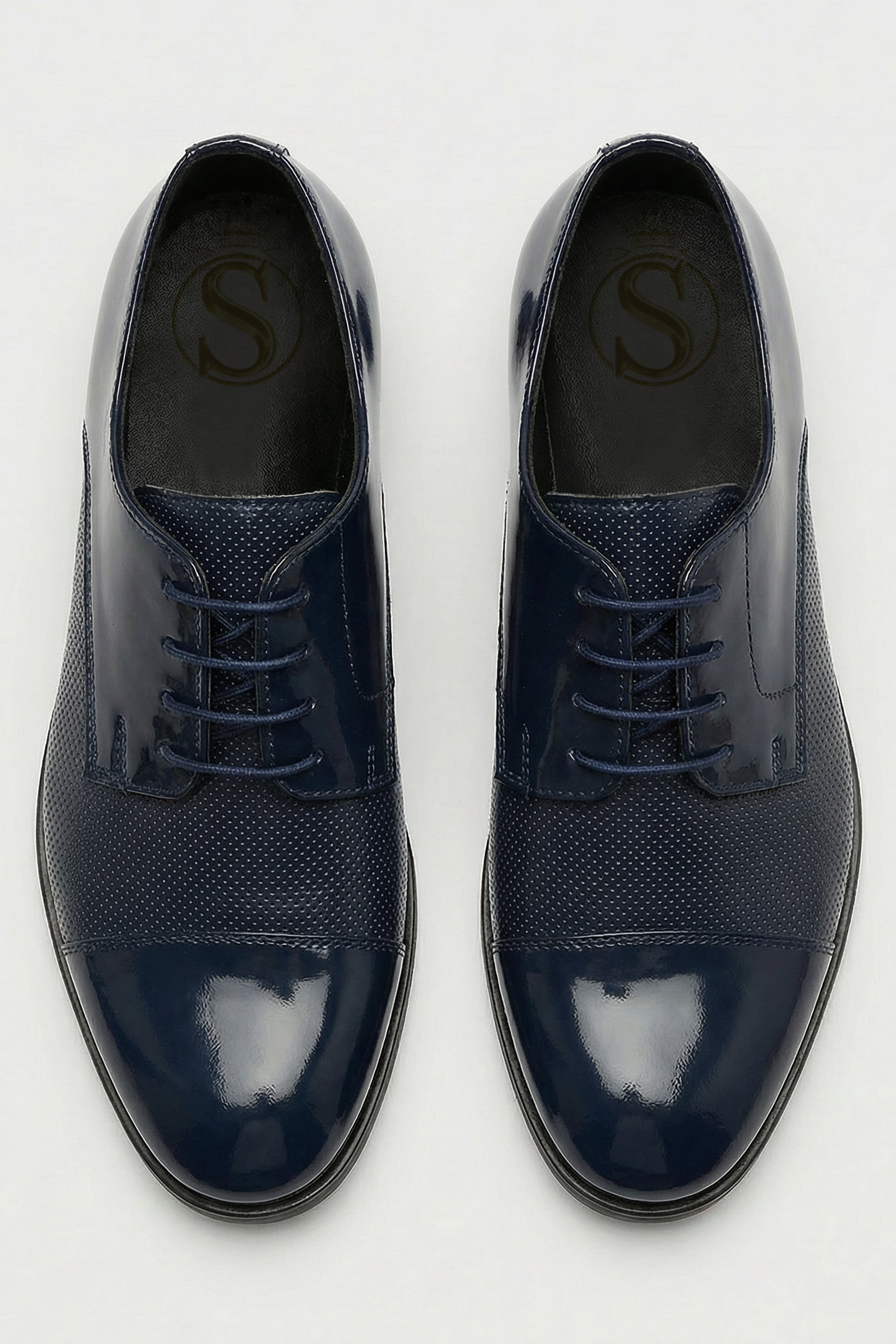 Boys Patent Navy Derby Shoes - OHIO - Navy
