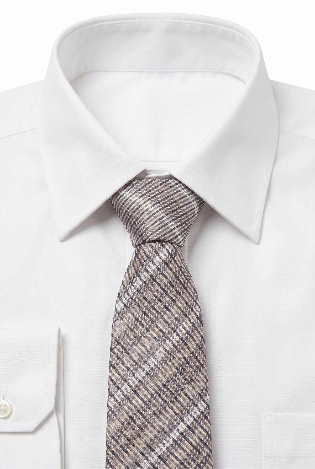 Boys Plaid Checkered Tie Beige and Silver