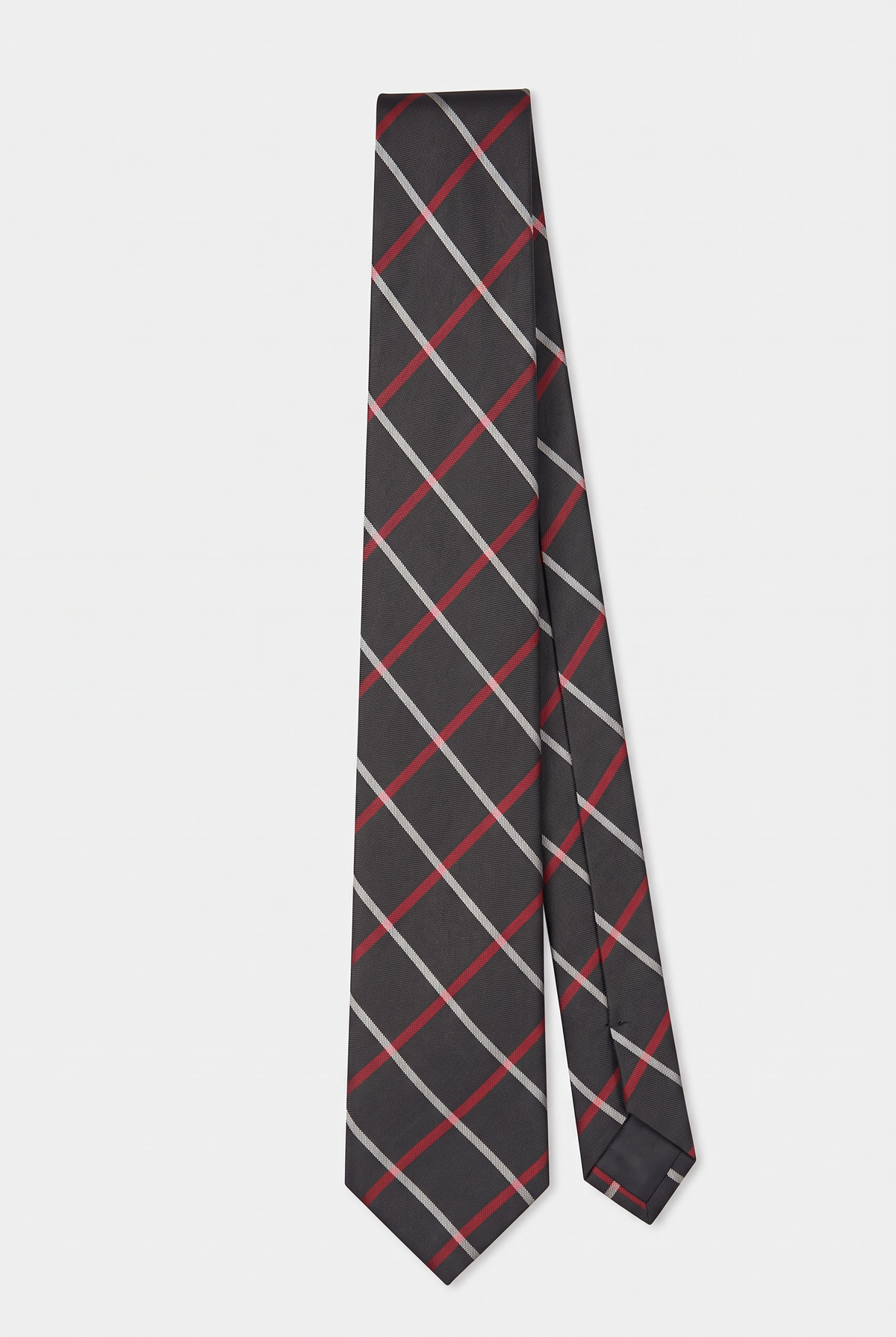 Boys Plaid Checkered Tie Black- Red