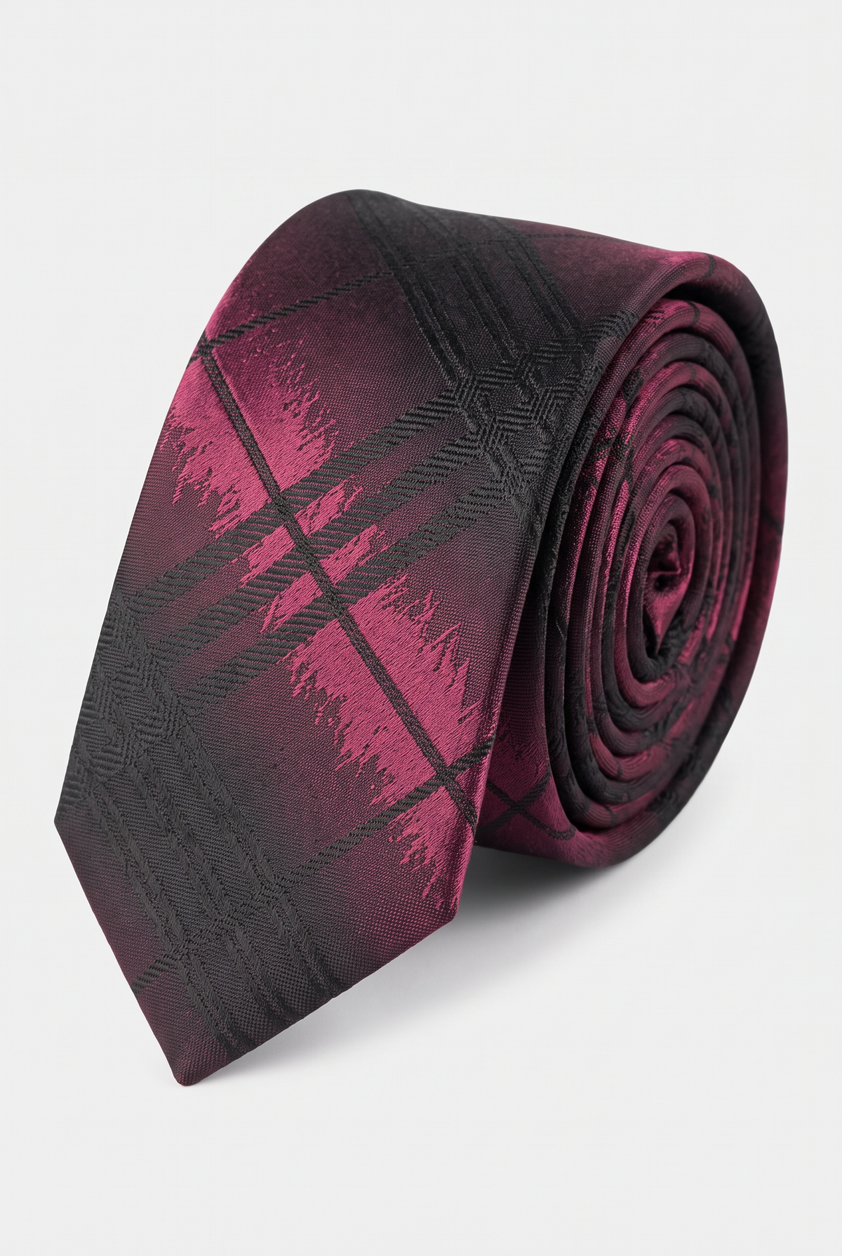 Boys Plaid Checkered Tie Black and Red