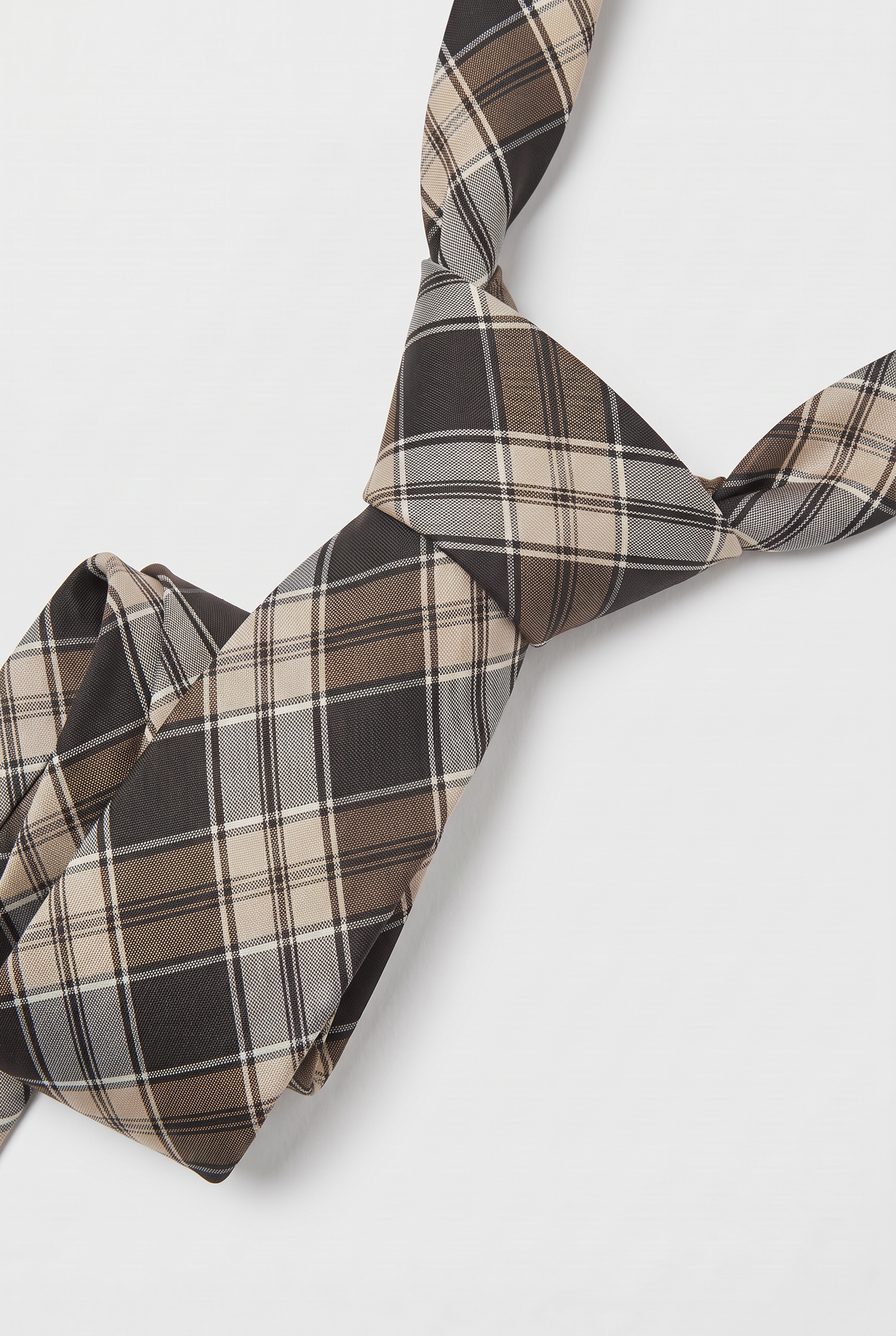 Boys Plaid Checkered Tie Brown and Beige