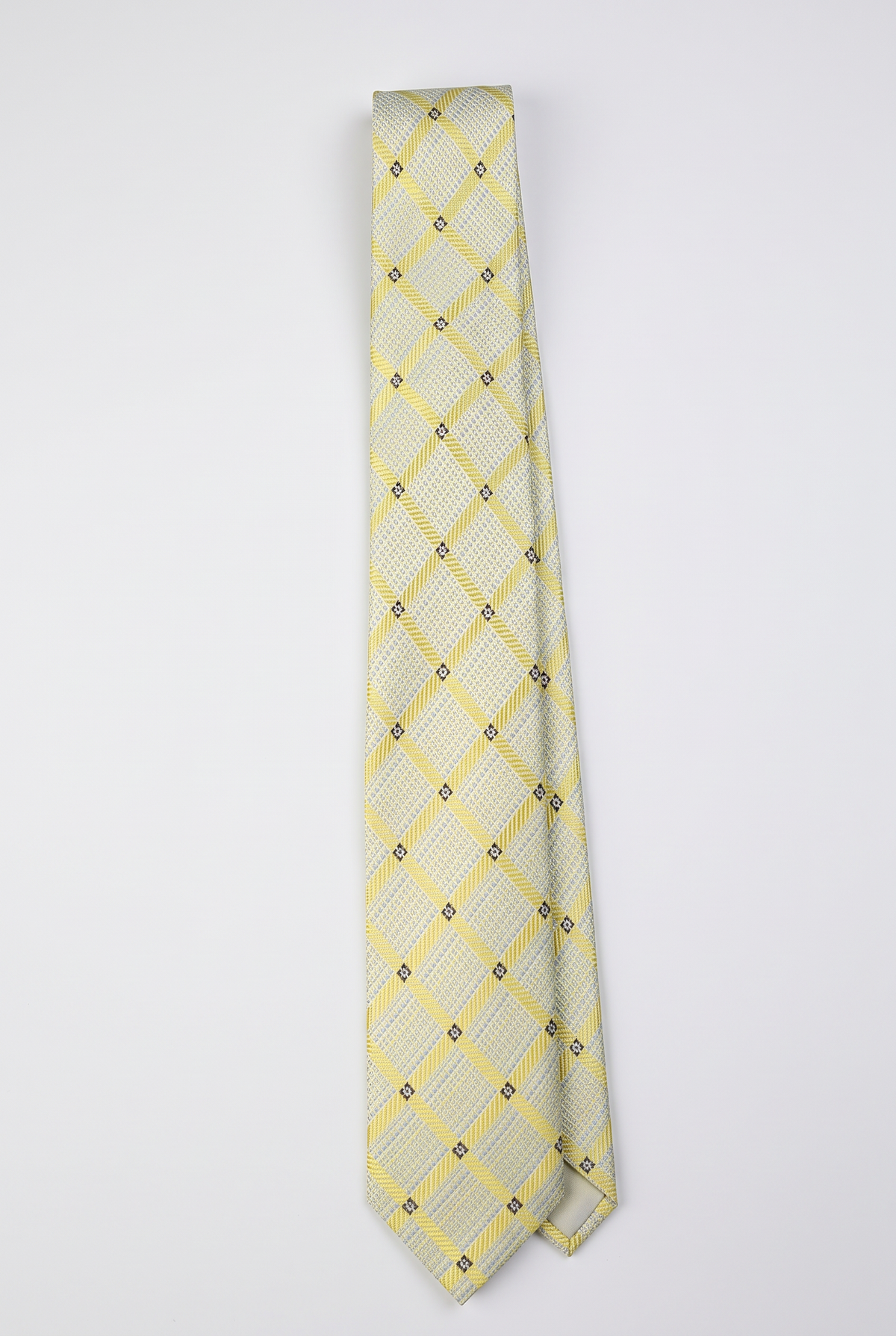 Boys Plaid Checkered Tie Cream and Gold