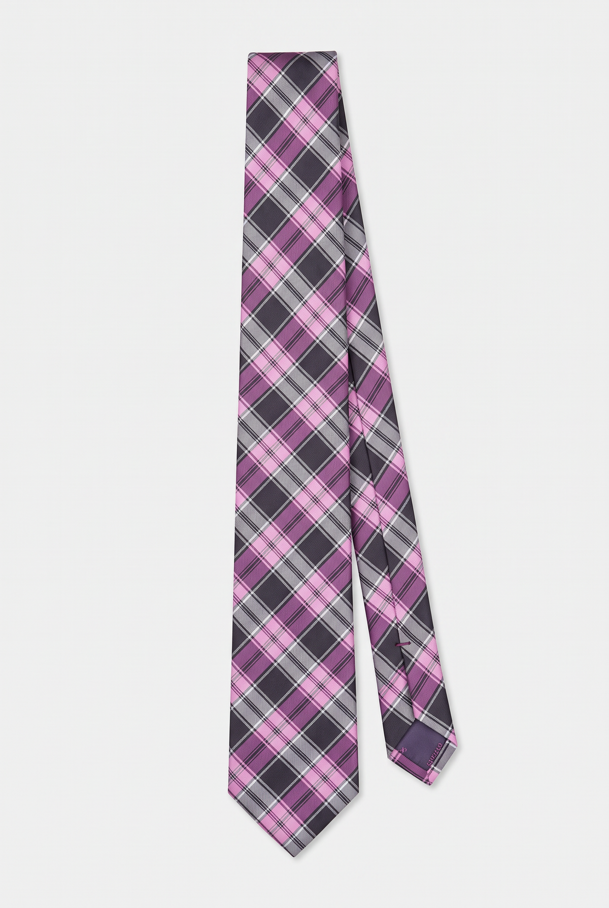 Boys Plaid Checkered Tie Pink and Grey