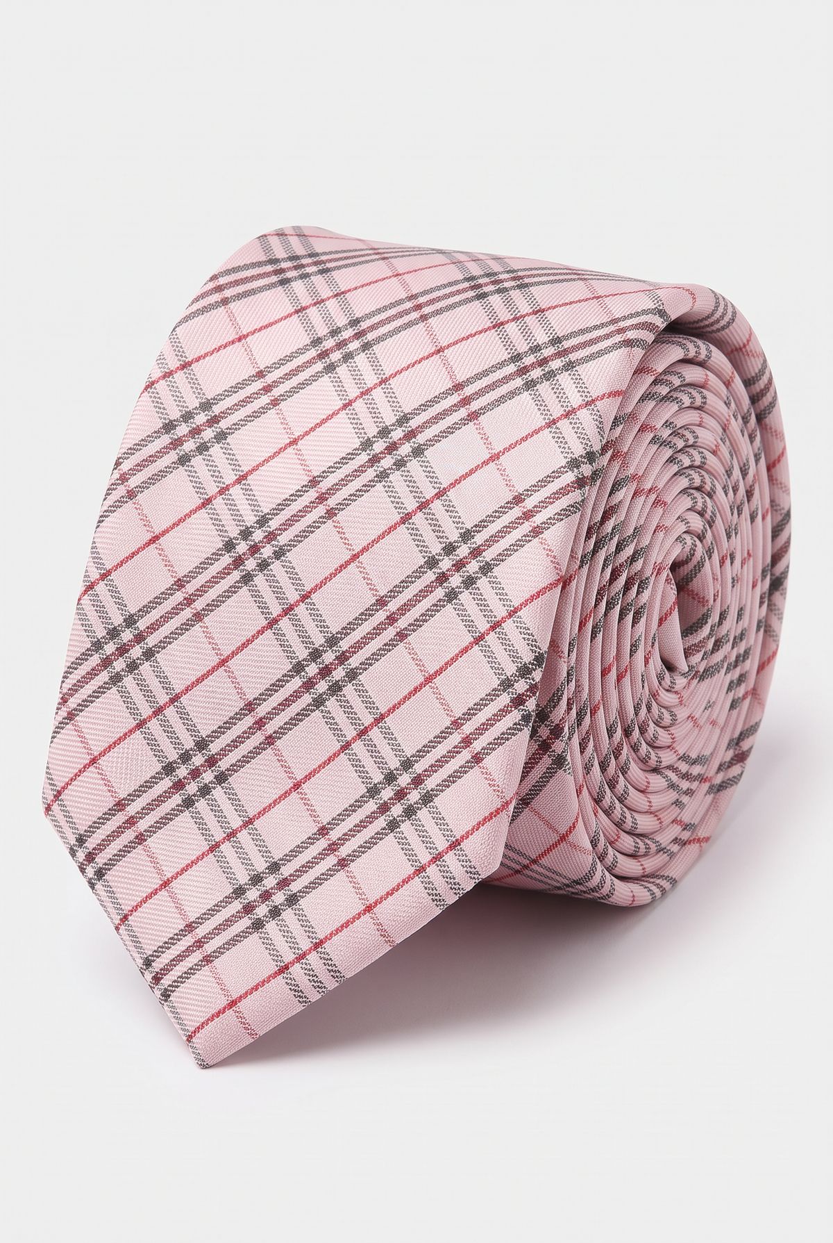 Boys Plaid Checkered Tie Pink and Red