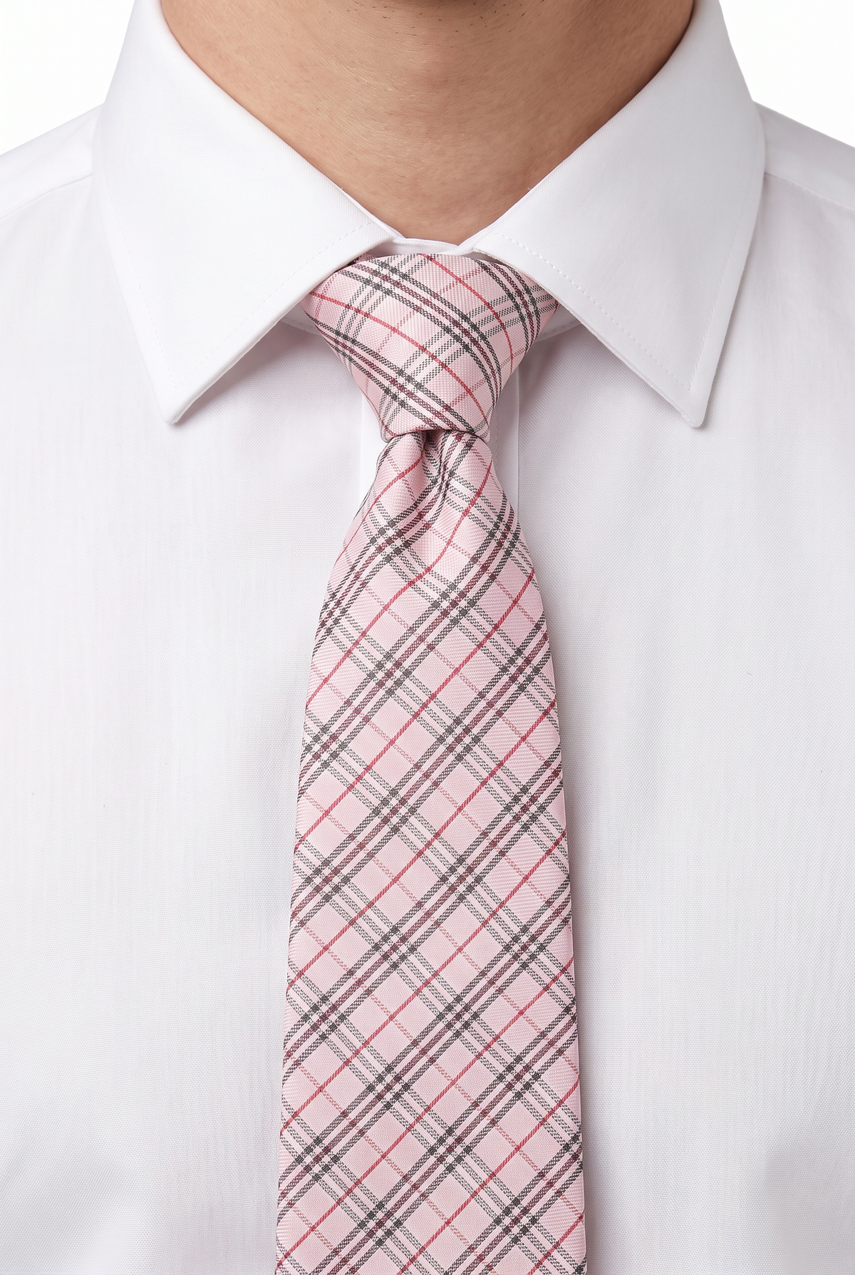 Boys Plaid Checkered Tie Pink and Red