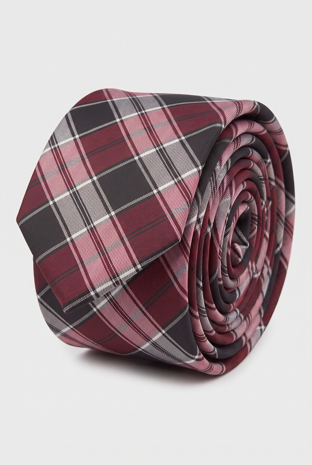 Boys Plaid Checkered Tie Red and Grey