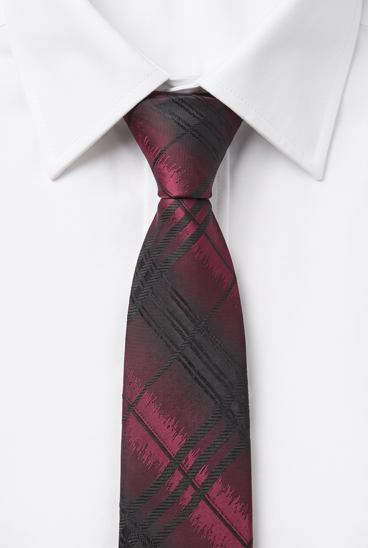 Boys Plaid Checkered Tie & Hankie Set Black and Red