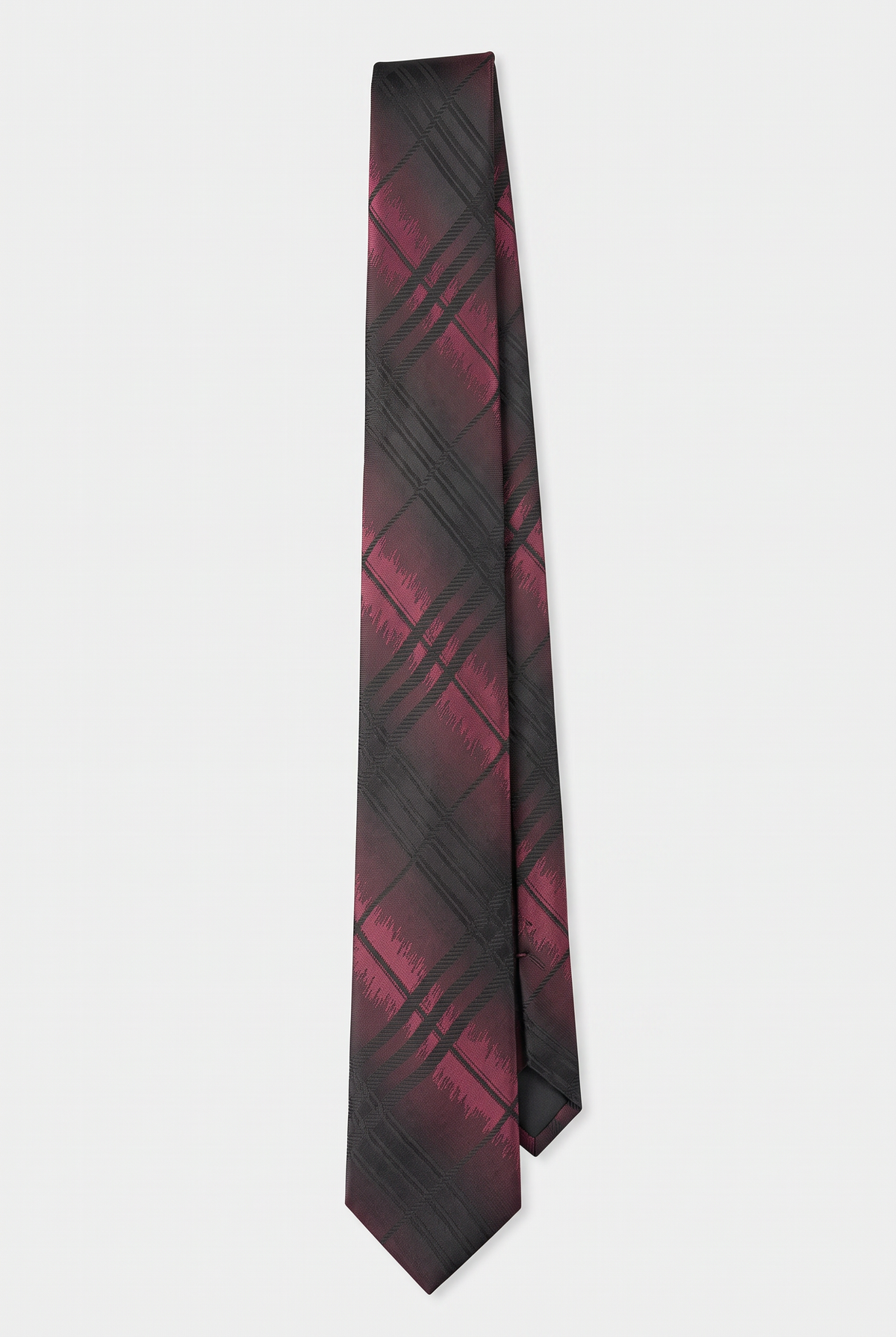 Boys Plaid Checkered Tie & Hankie Set Black and Red
