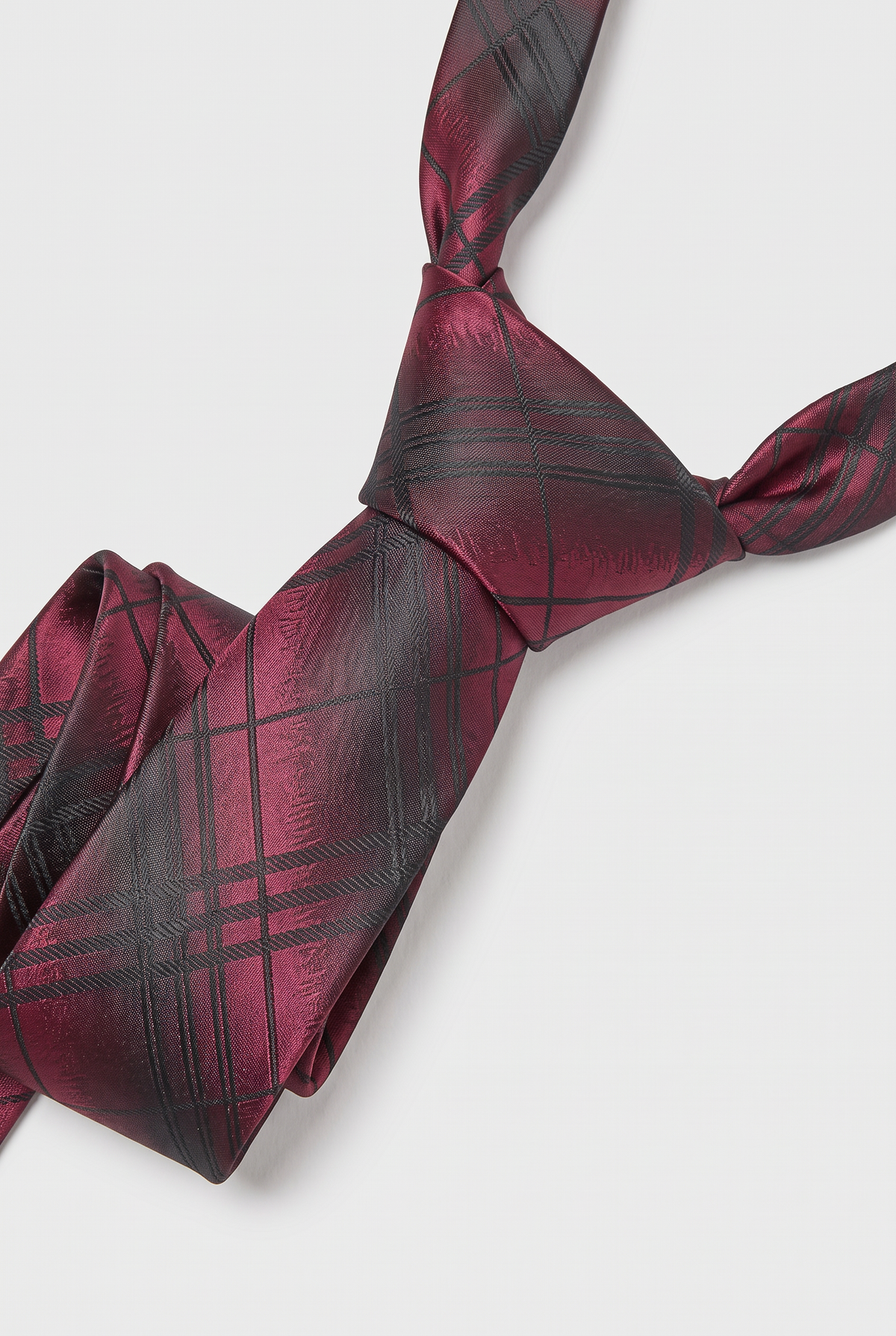 Boys Plaid Checkered Tie & Hankie Set Black and Red