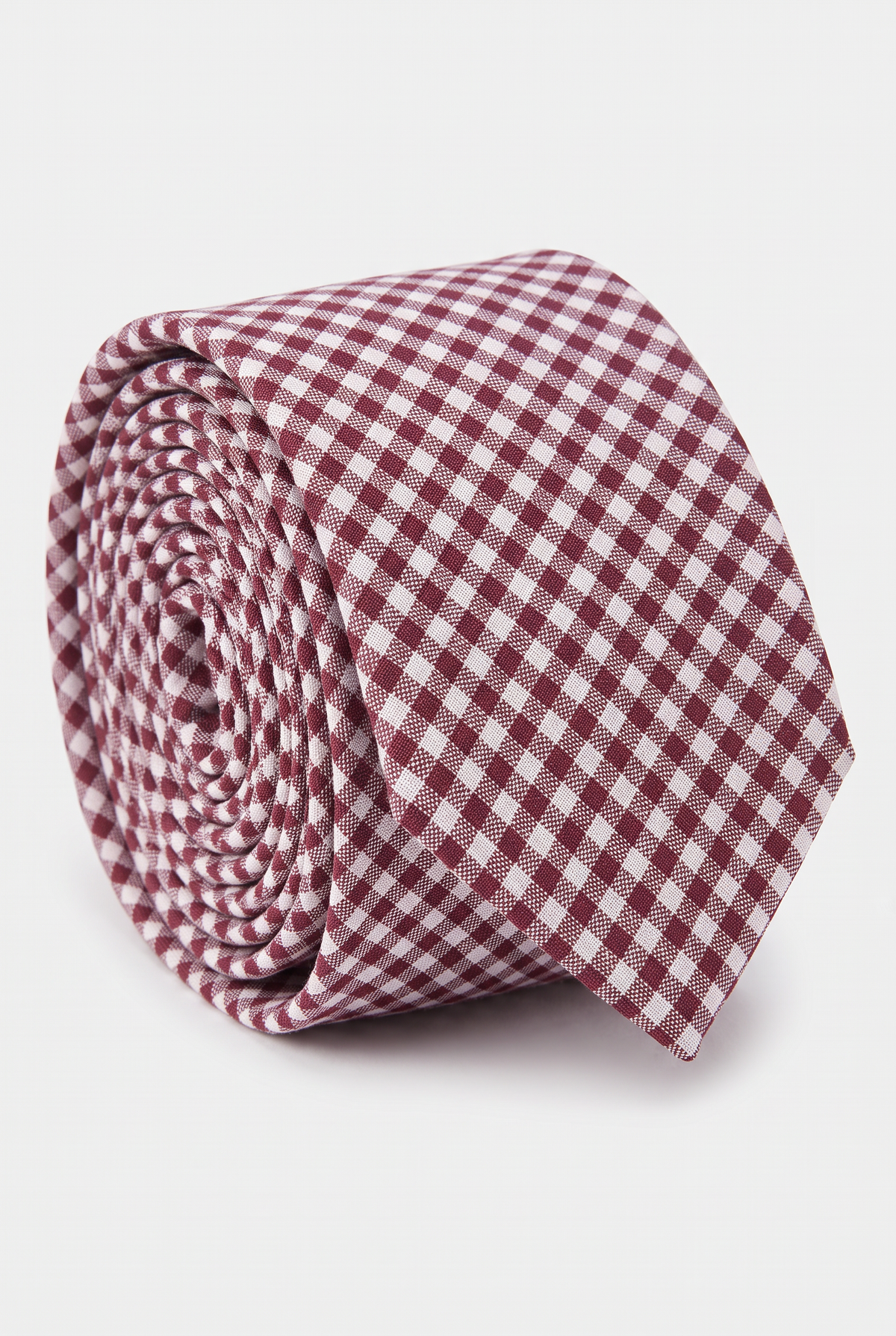 Boys Plaid Checkered Tie & Hankie Set Burgundy and Grey