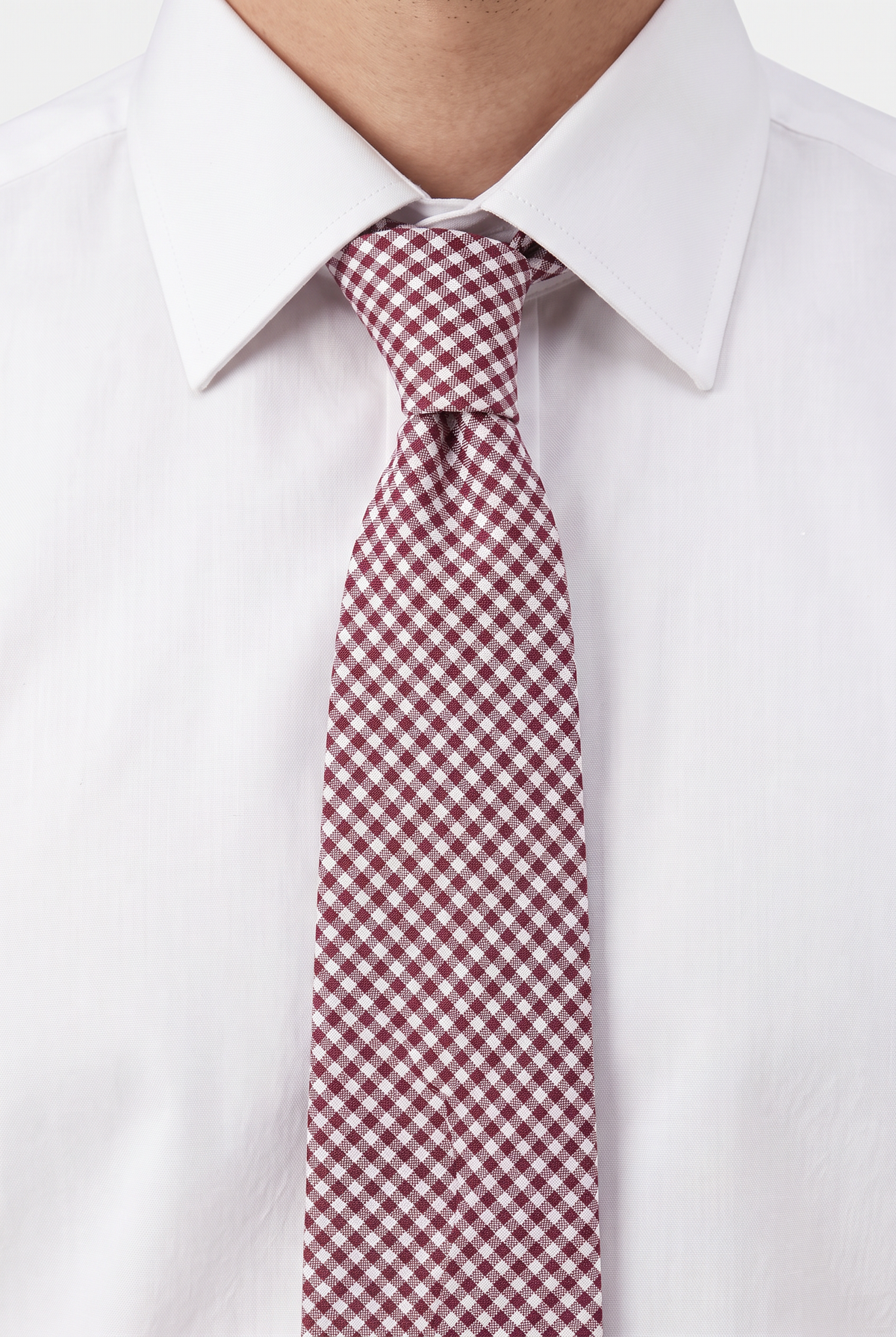 Boys Plaid Checkered Tie & Hankie Set Burgundy and Grey