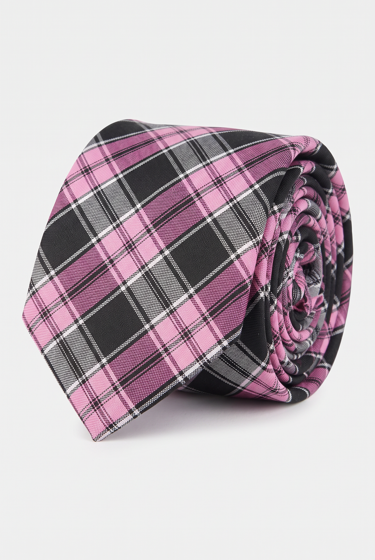 Boys Plaid Checkered Tie & Hankie Set Pink and Grey
