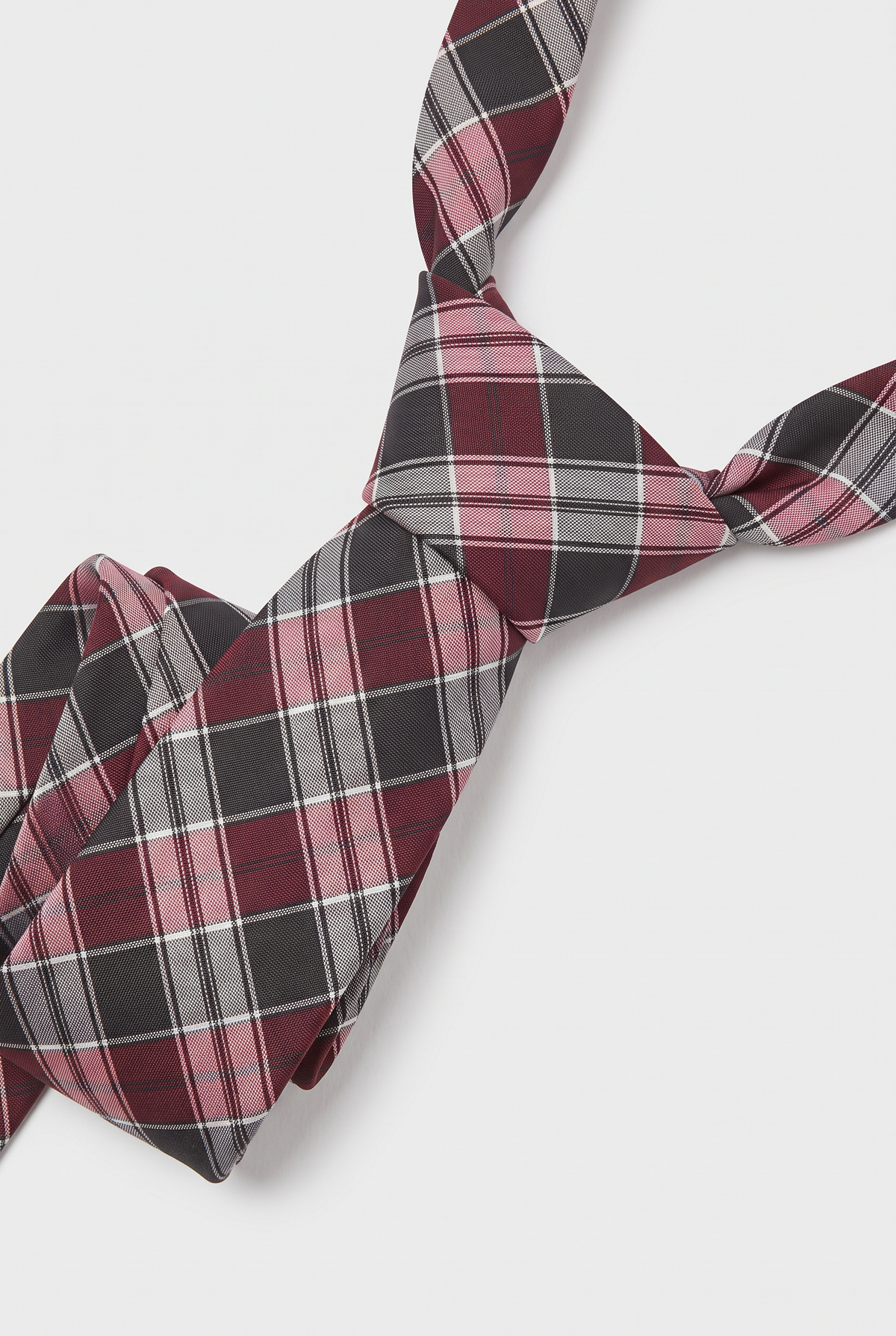 Boys Plaid Checkered Tie & Hankie Set Red and Grey