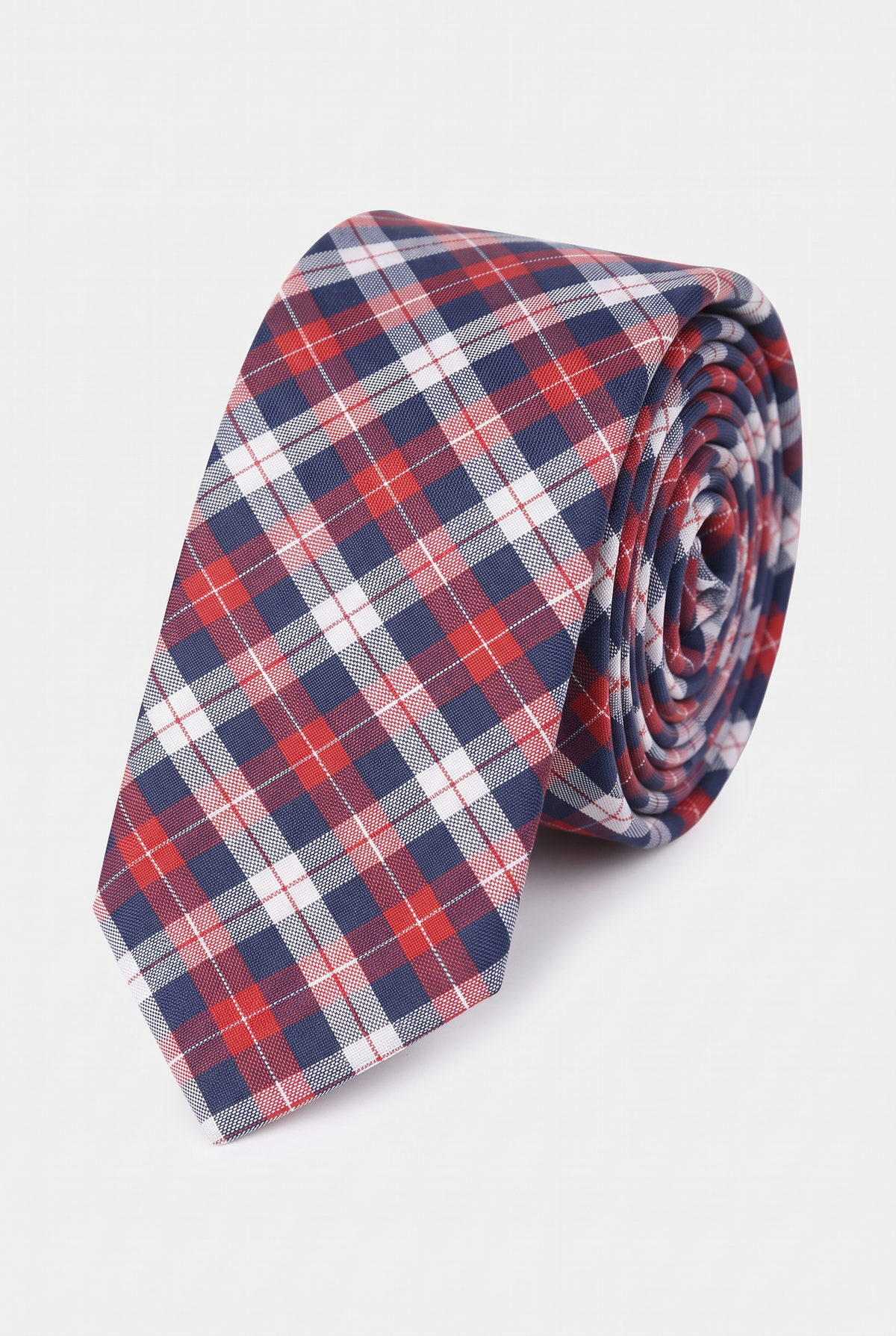 Boys Plaid Checkered Tie & Hankie Set Red and Navy