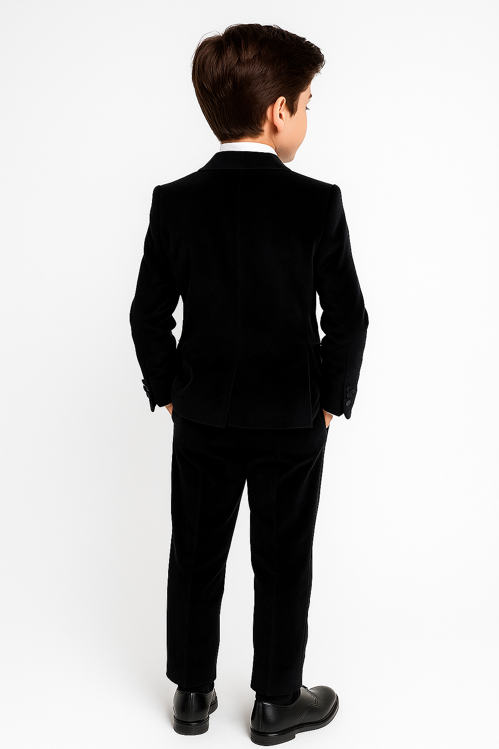 Boys Premium Black Velvet Tuxedo Suit: Ideal for Weddings & Formal Occasions