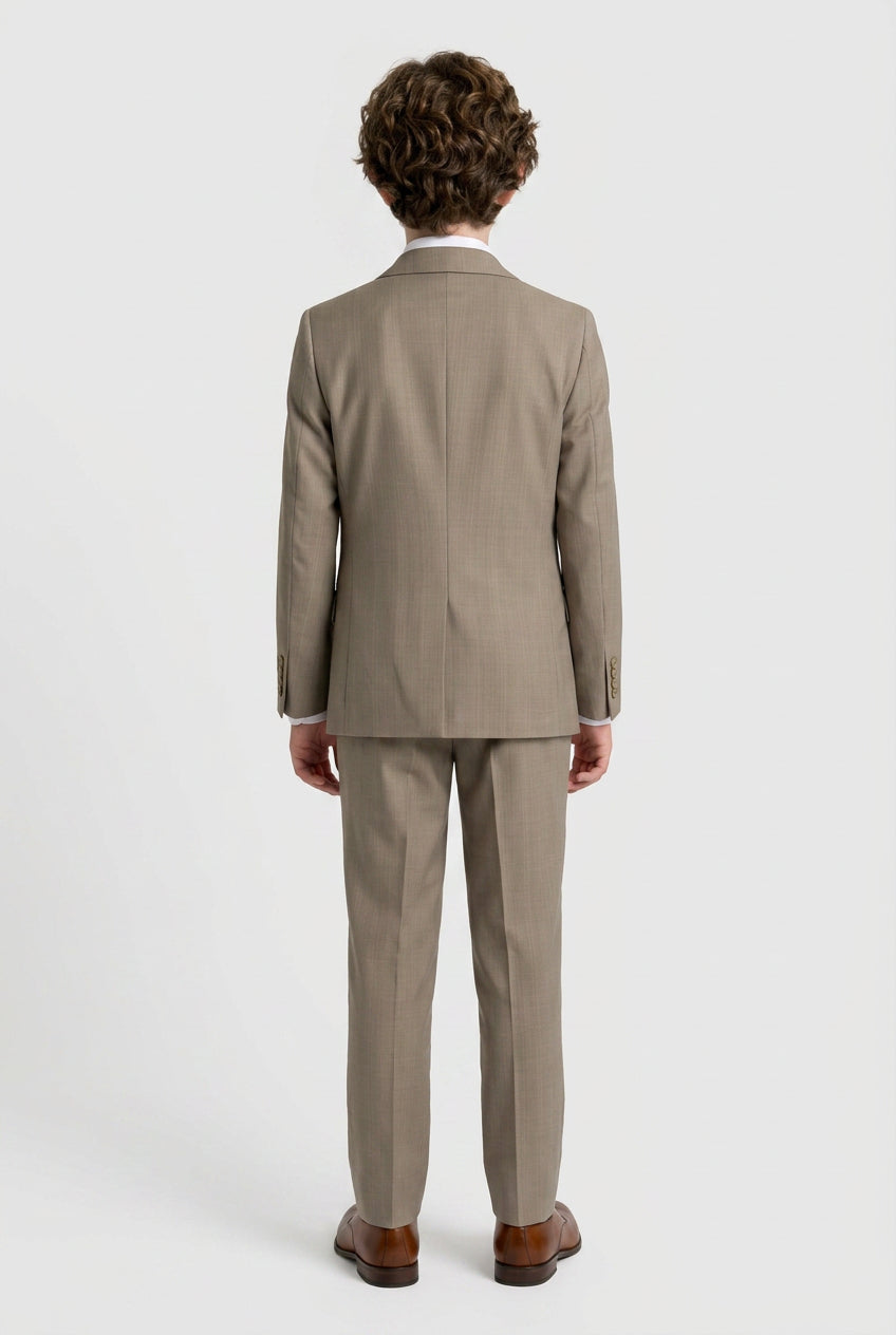 Boys Regular Fit All In One Suit - Dark Beige
