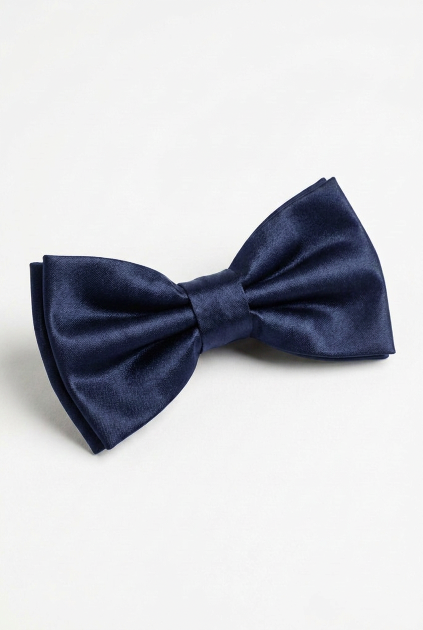 Boys Satin Lapel Tuxedo Suit - 4-Piece or 5-Piece with Cufflink Shirt - Navy Bowtie Picture