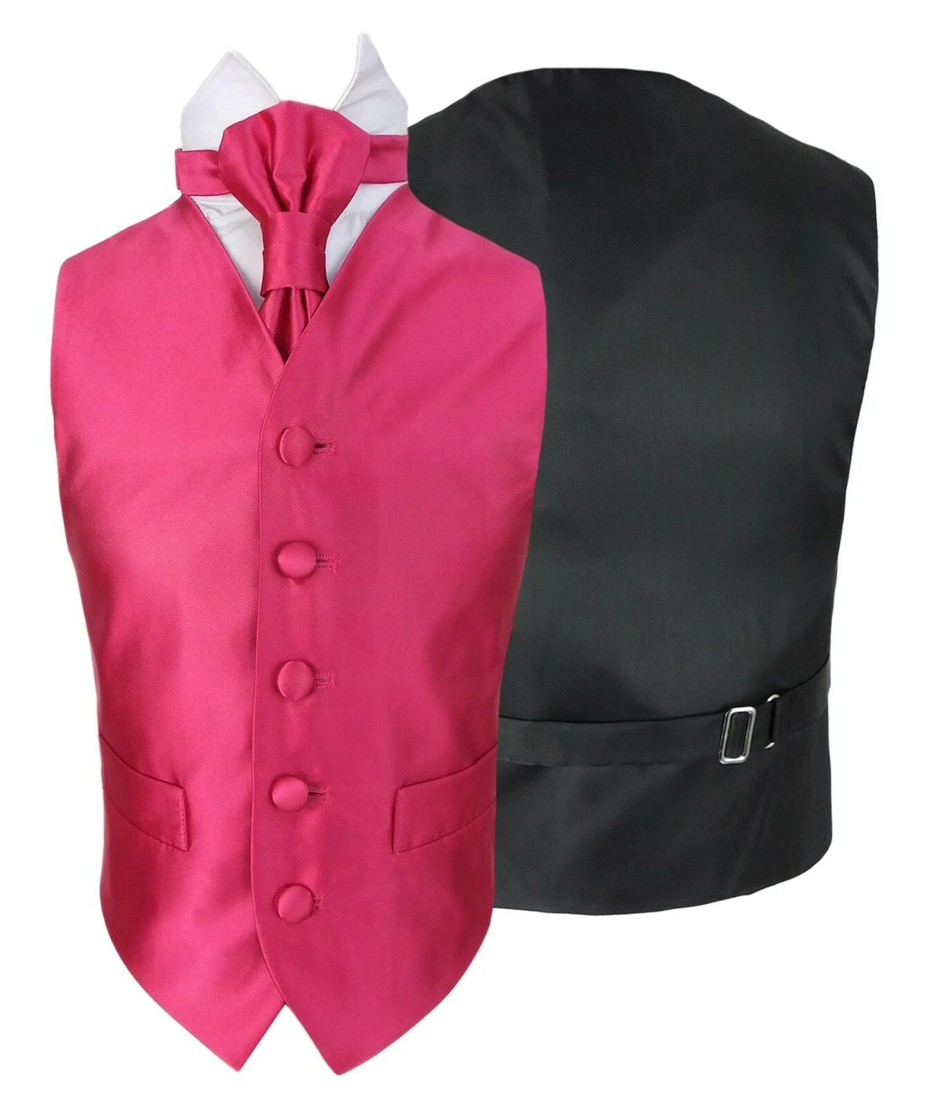 Boys Satin Waistcoat & Adjustable Cravat Set - Pink