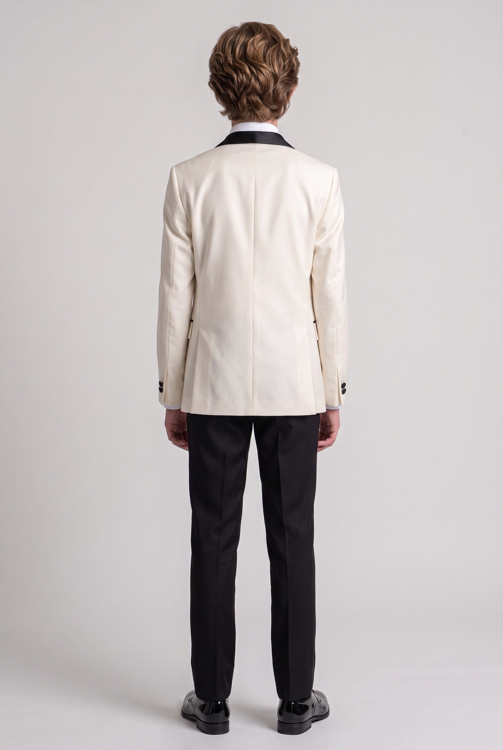 Boys Sheen Lapel Tuxedo Dinner Suit - Ivory