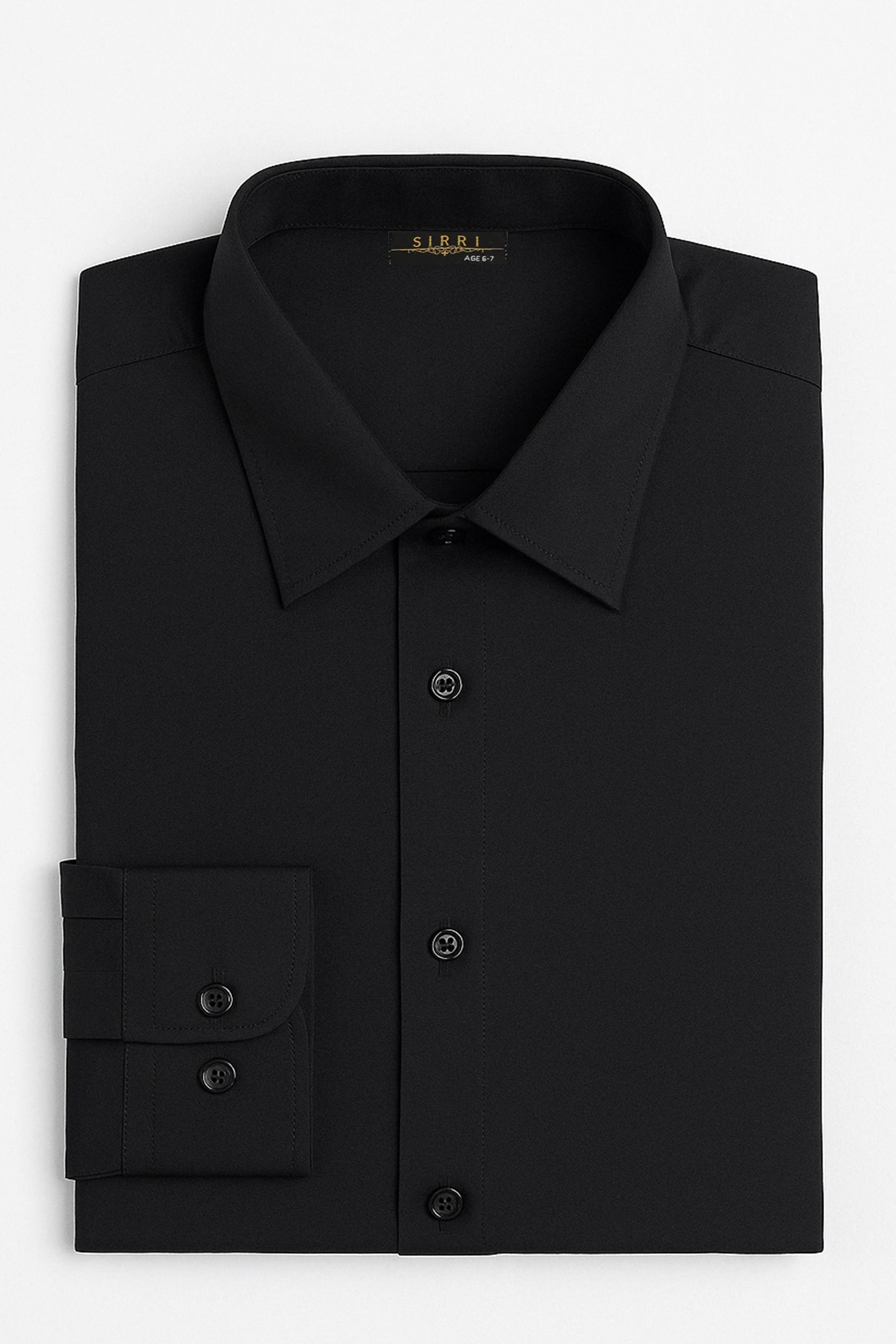 Boys Slim Fit Classic Cotton Blend Shirt - Black