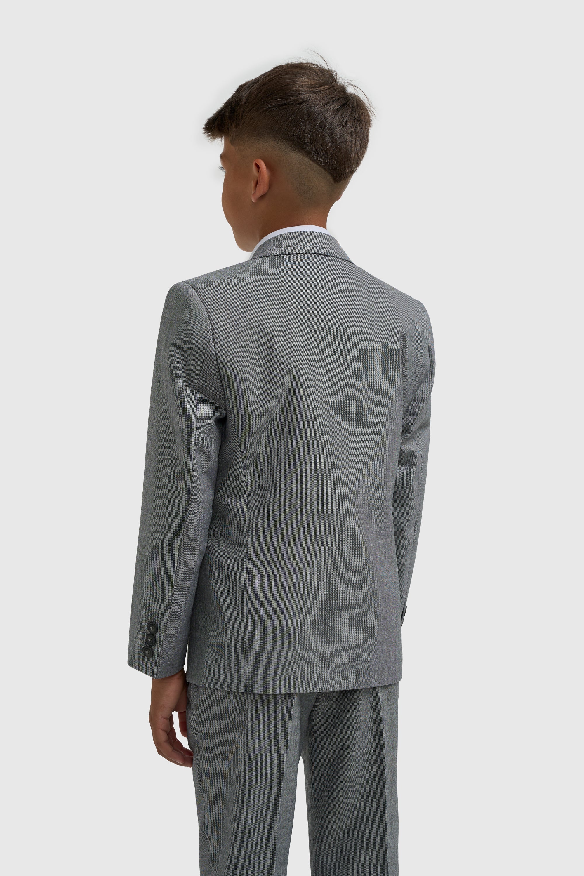 Boys Slim Fit Formal Suit - REEGAN - Light Grey Model Back Picture