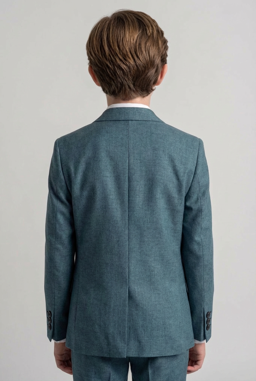 Boys Slim Fit Textured 8-Piece Formal Suit Set - Teal Green