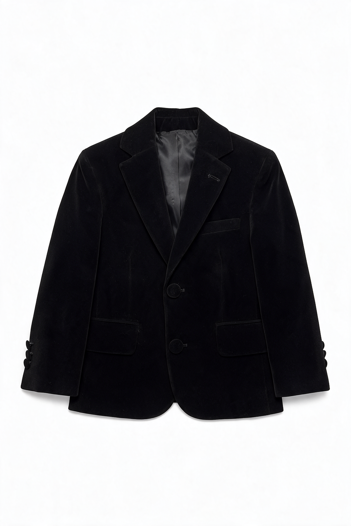 Boys Slim Fit Velvet Blazer - SAVOY - Black Blazer Picture