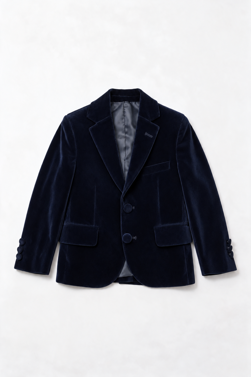 Boys Slim Fit Velvet Blazer - SAVOY - Navy Blue blazer picture