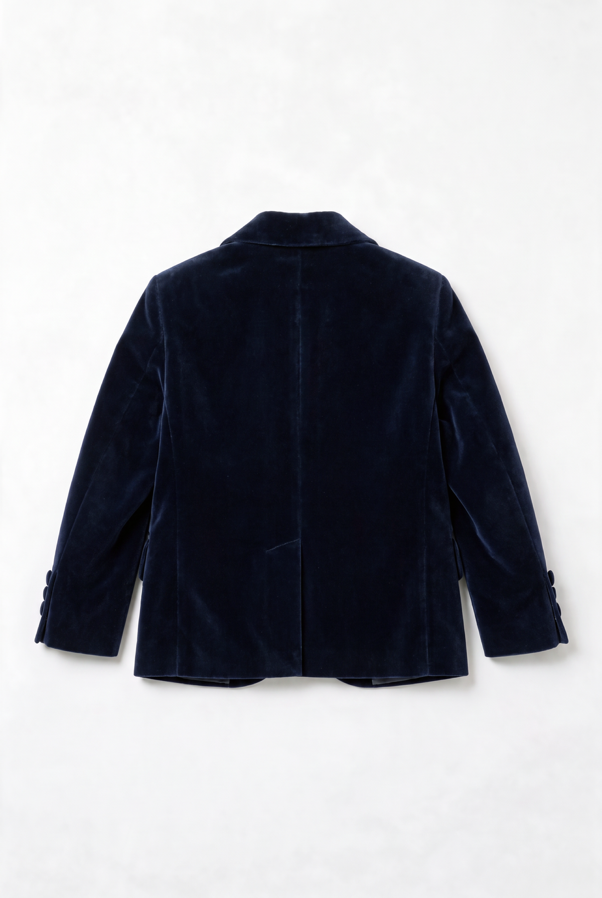 Boys Slim Fit Velvet Blazer - SAVOY - Navy Blue blazer back picture