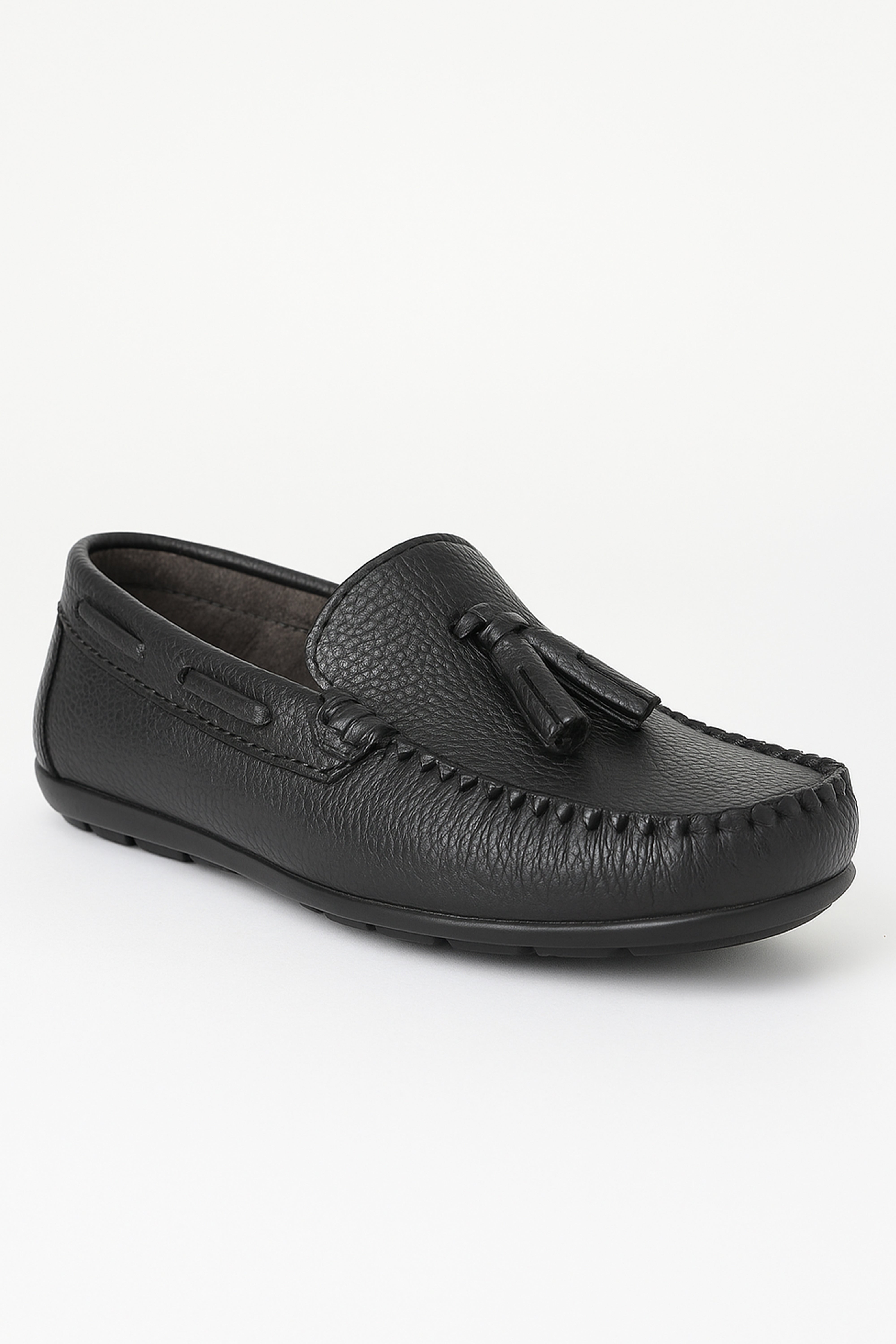 Boys Slip on Tassel Penny Loafer - ATHENS - Black Side Picture