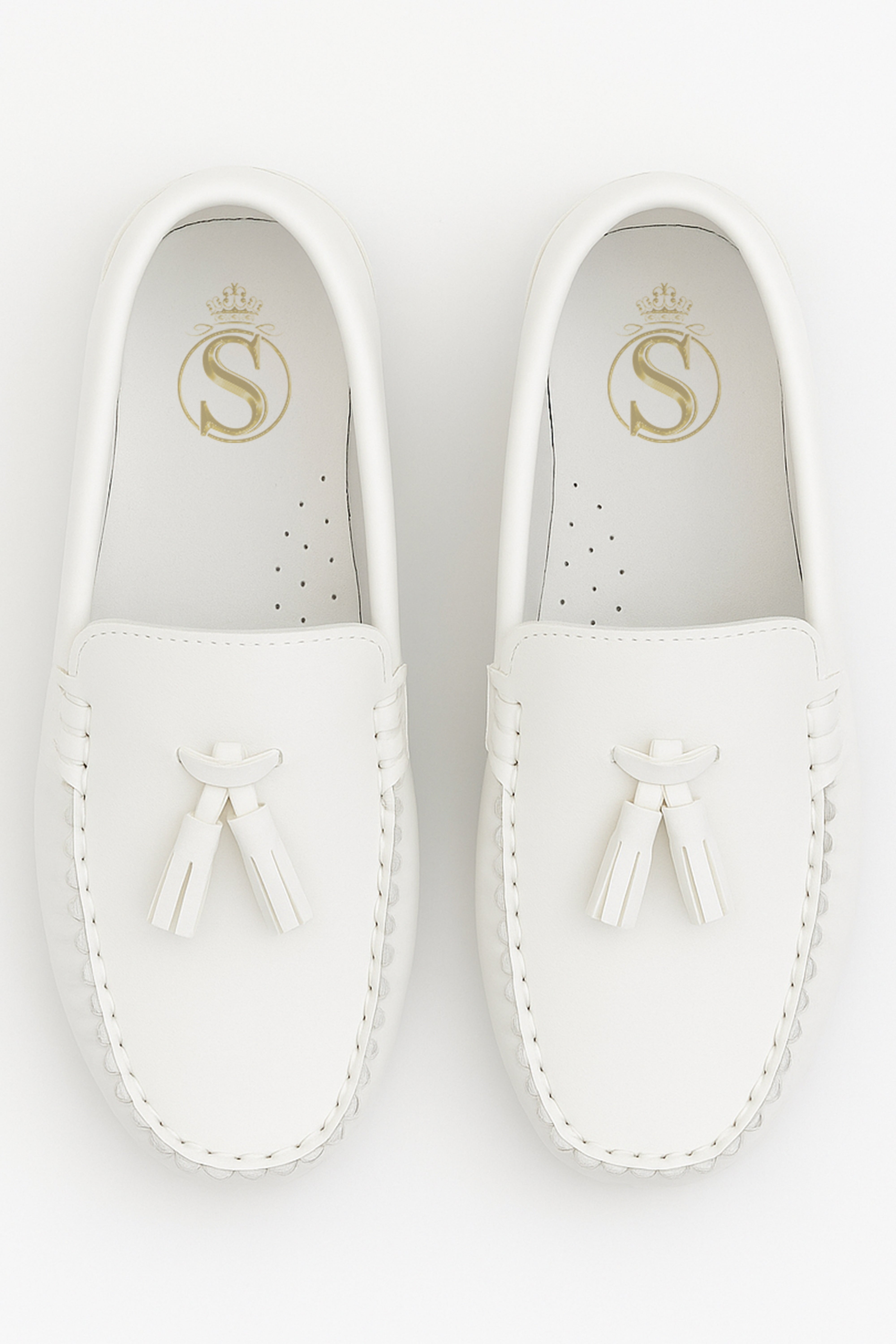 Boys Slip on Tassel Penny Loafer - ATHENS - White Front Picture