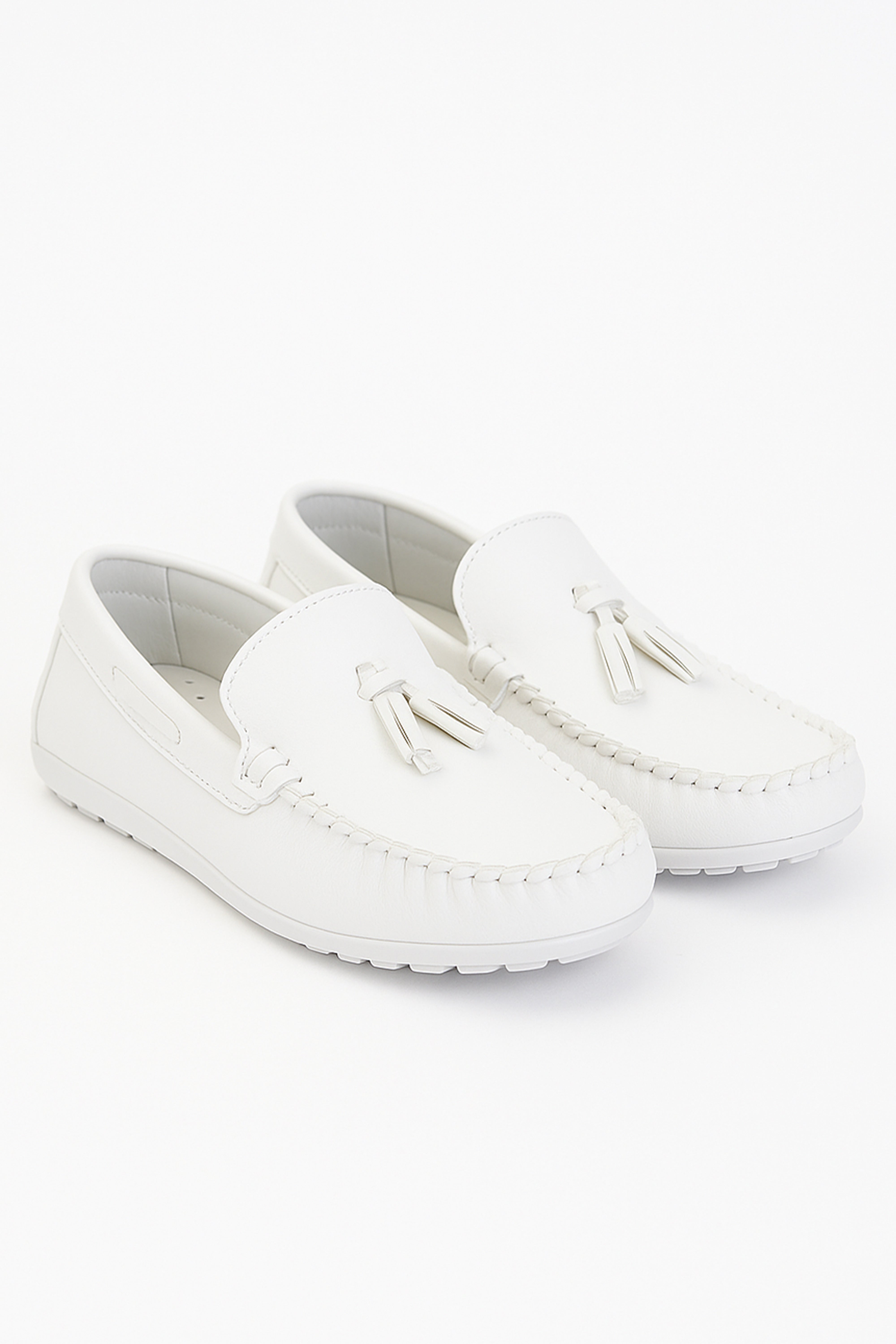 Boys Slip on Tassel Penny Loafer - ATHENS - White Pair Side Picture