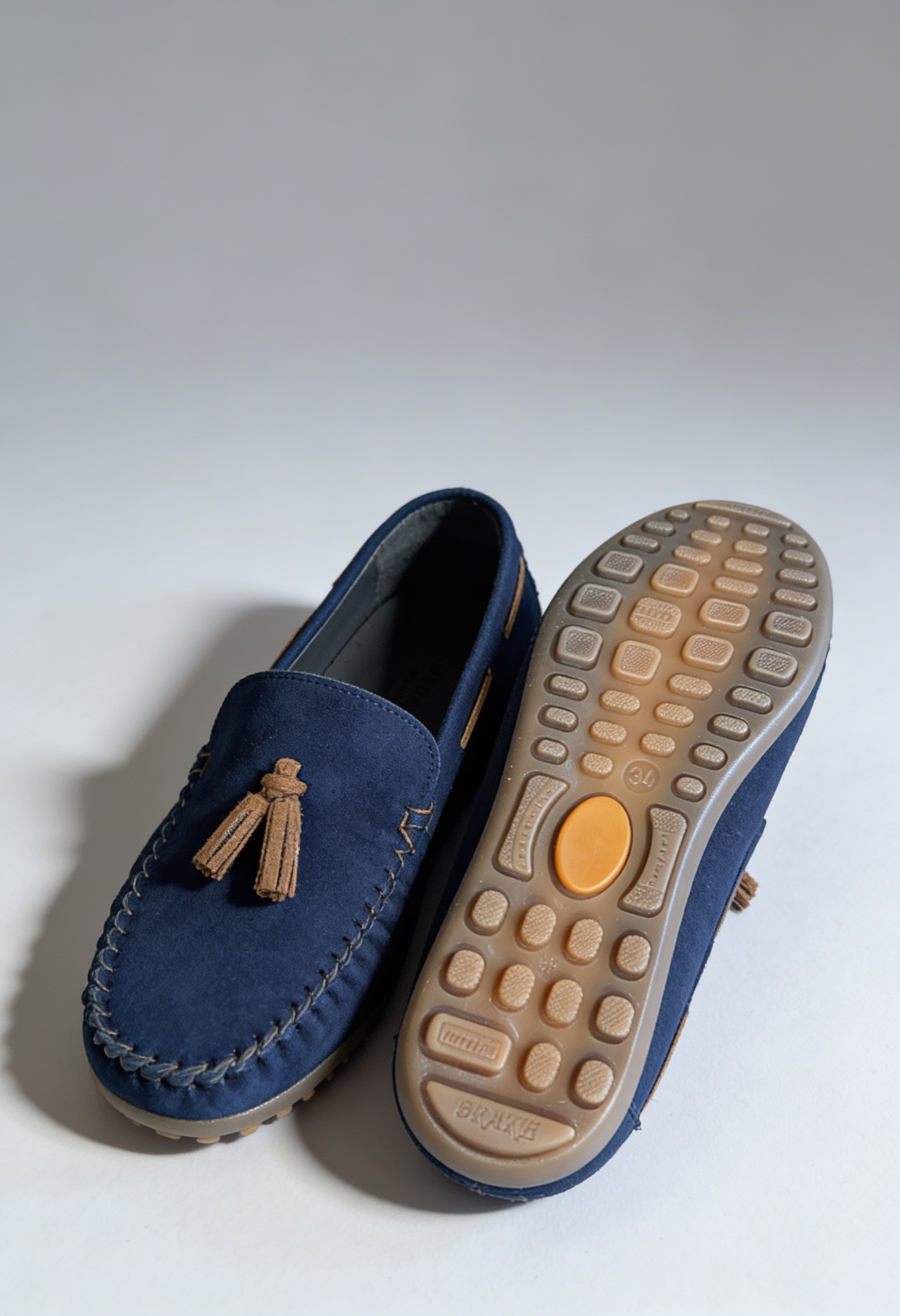 Boys Slip on Tassel Suede Penny Loafer - BABYLON - Navy