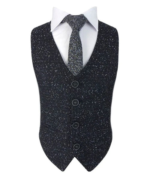Boys Sparkle 2 Piece Blazer & Waistcoat Formal Suit Set - Cosmo Navy