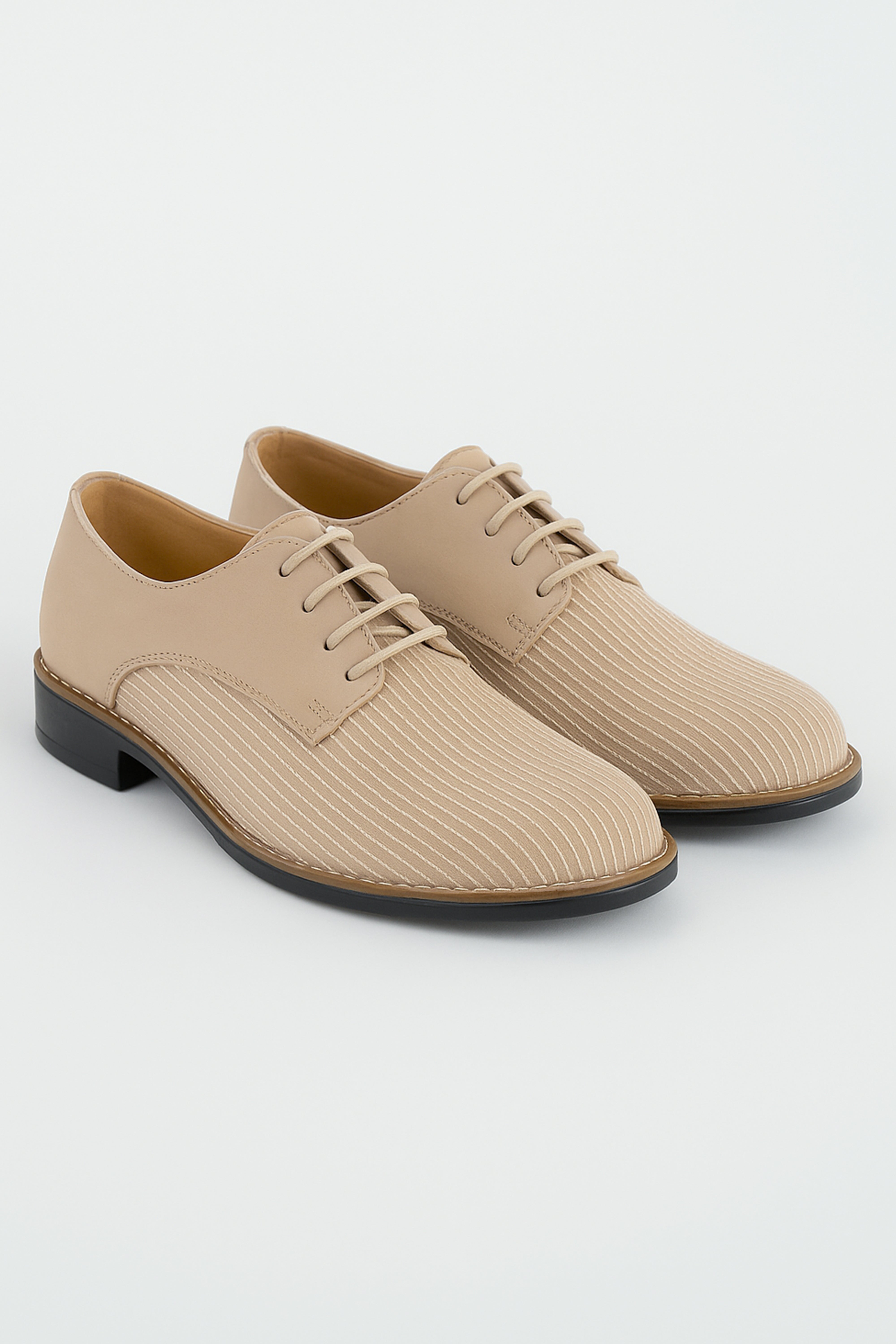 Boys Suede Lace Up Formal Shoes - Beige