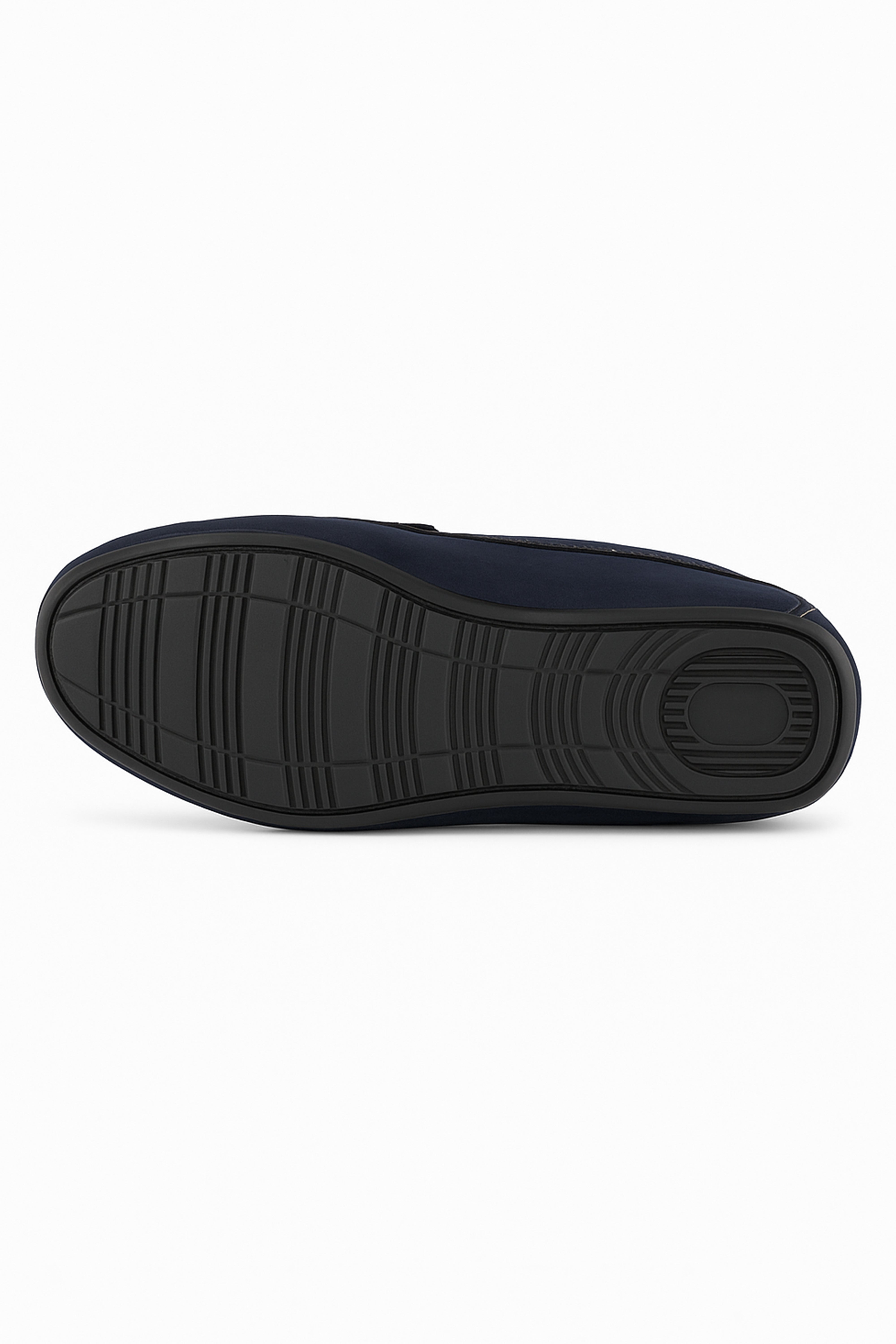Boys Suede Slip On Penny Loafer - DUNCAN - Navy Blue Sole Picture