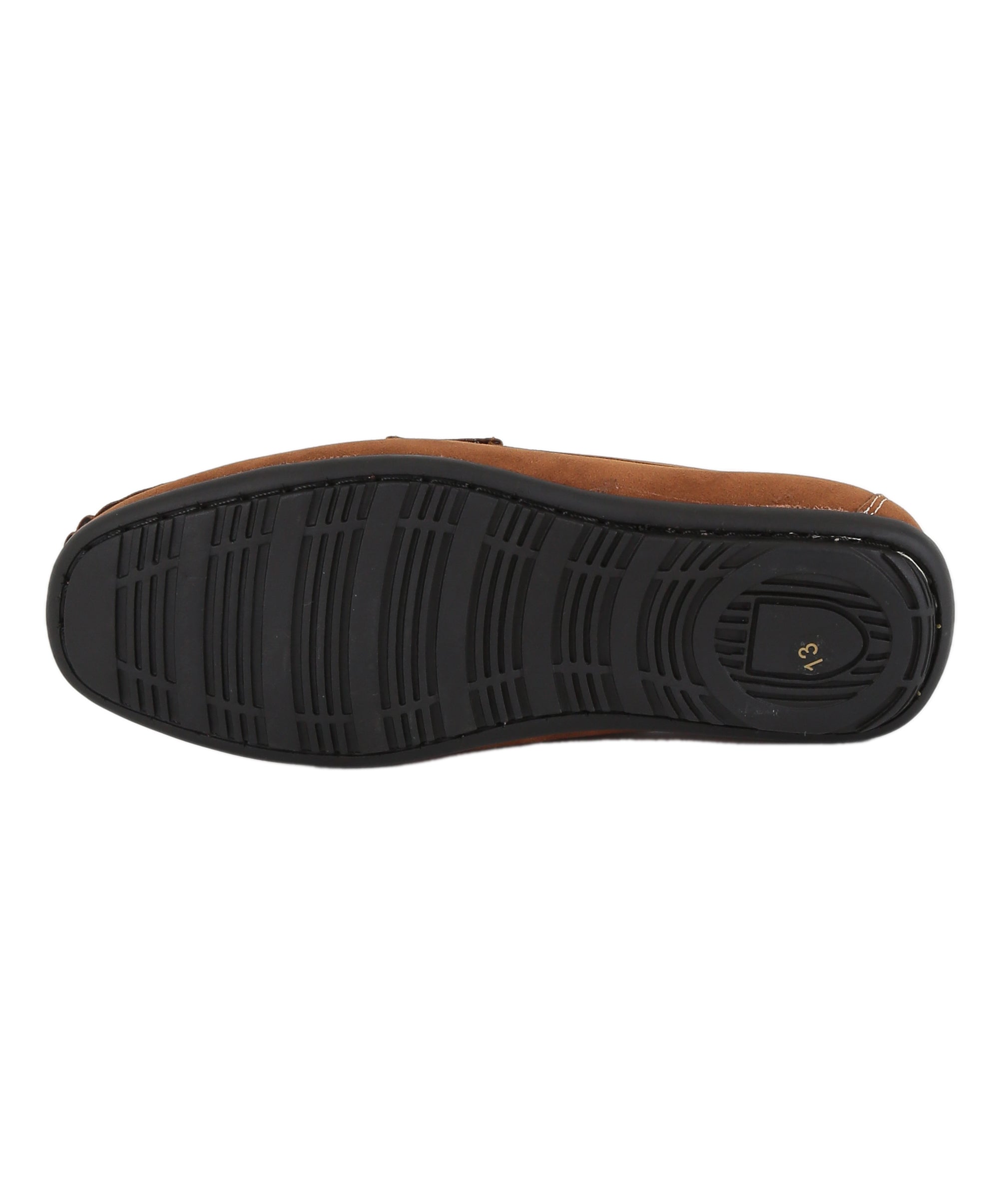 Boys Suede Slip On Penny Loafer - DUNCAN - Tan Brown Sole Picture