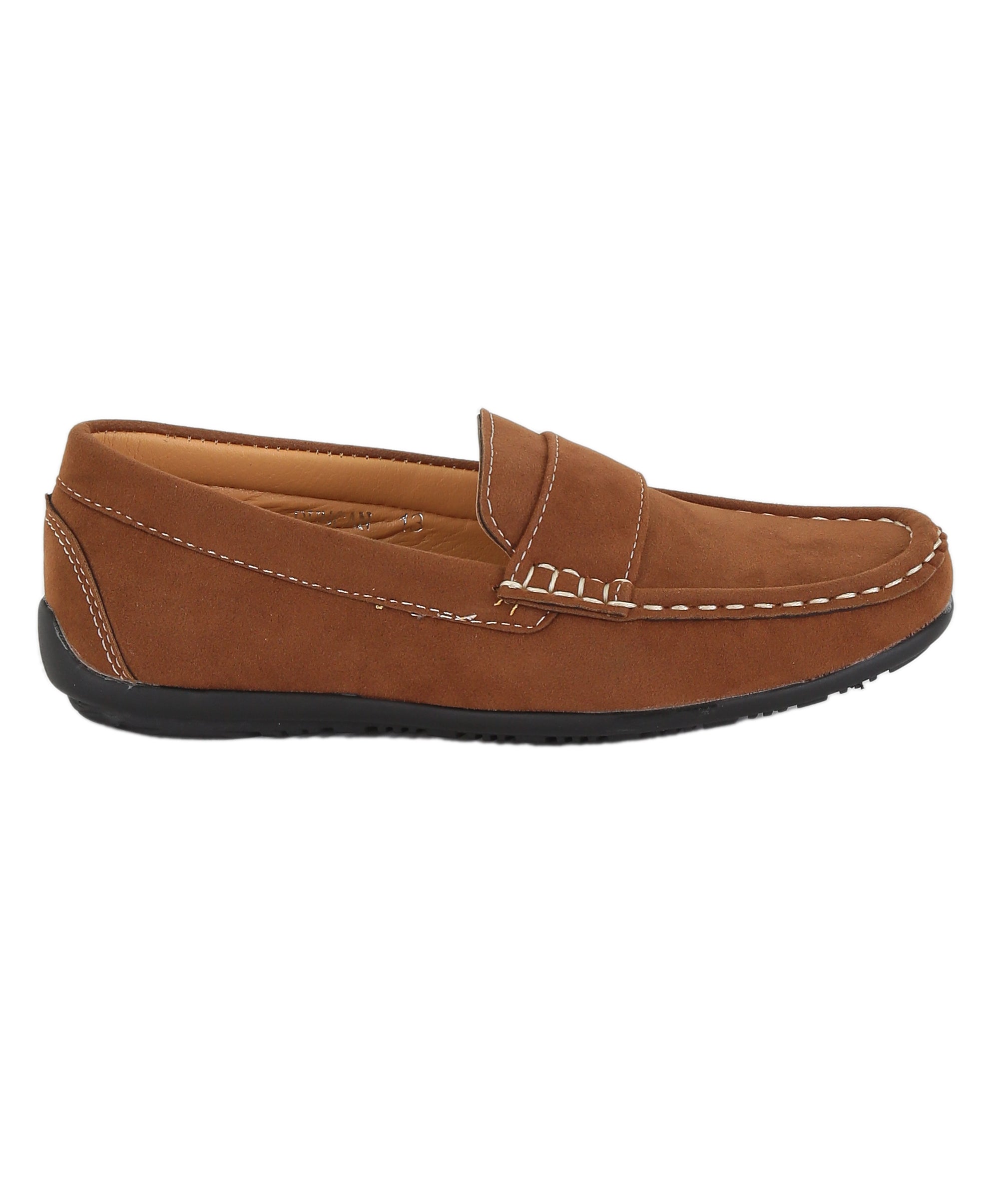 Boys Suede Slip On Penny Loafer - DUNCAN - Tan Brown