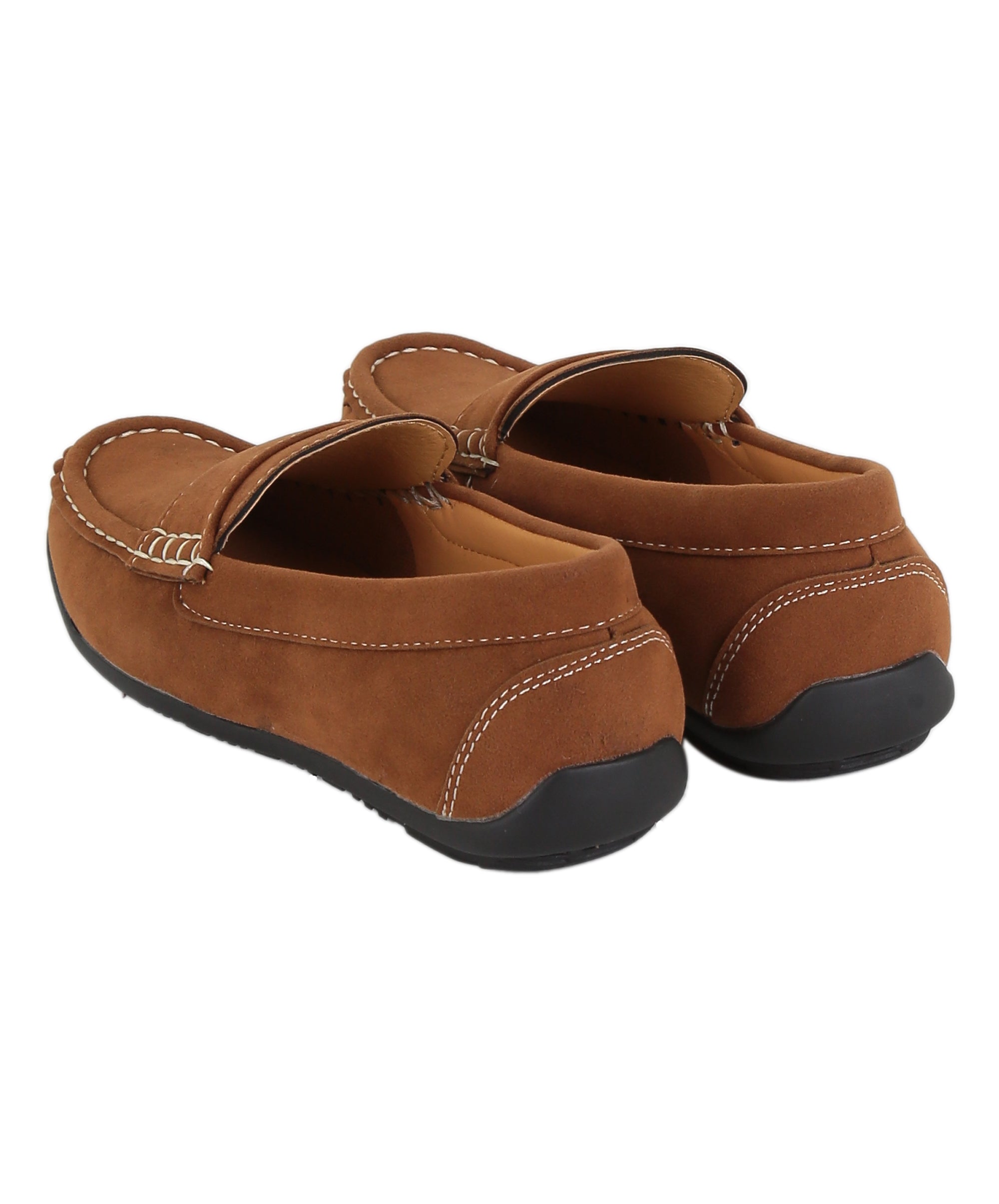 Boys Suede Slip On Penny Loafer - DUNCAN - Tan Brown Back picture